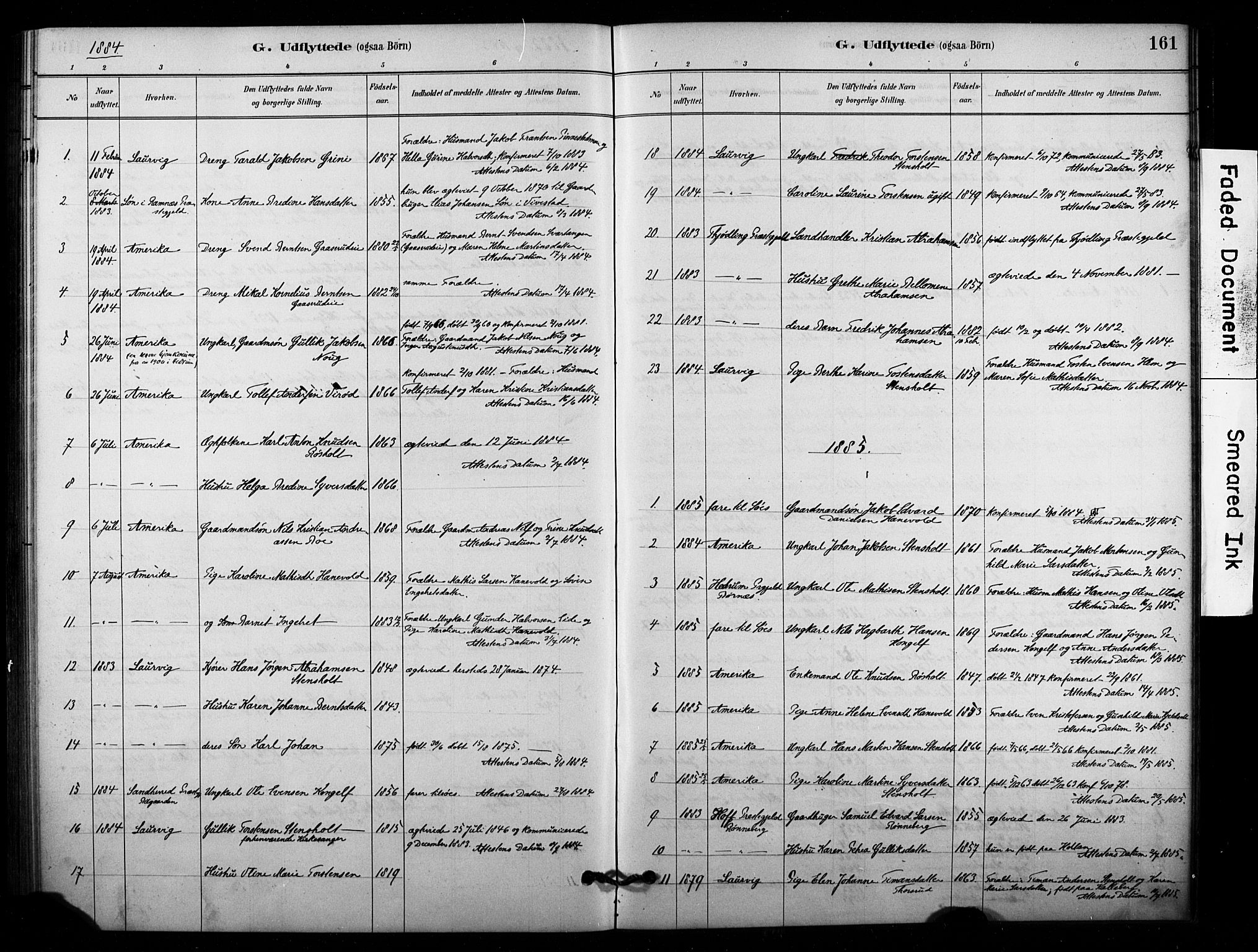 Lardal kirkebøker, AV/SAKO-A-350/F/Fd/L0001: Parish register (official) no. IV 1, 1881-1907, p. 161