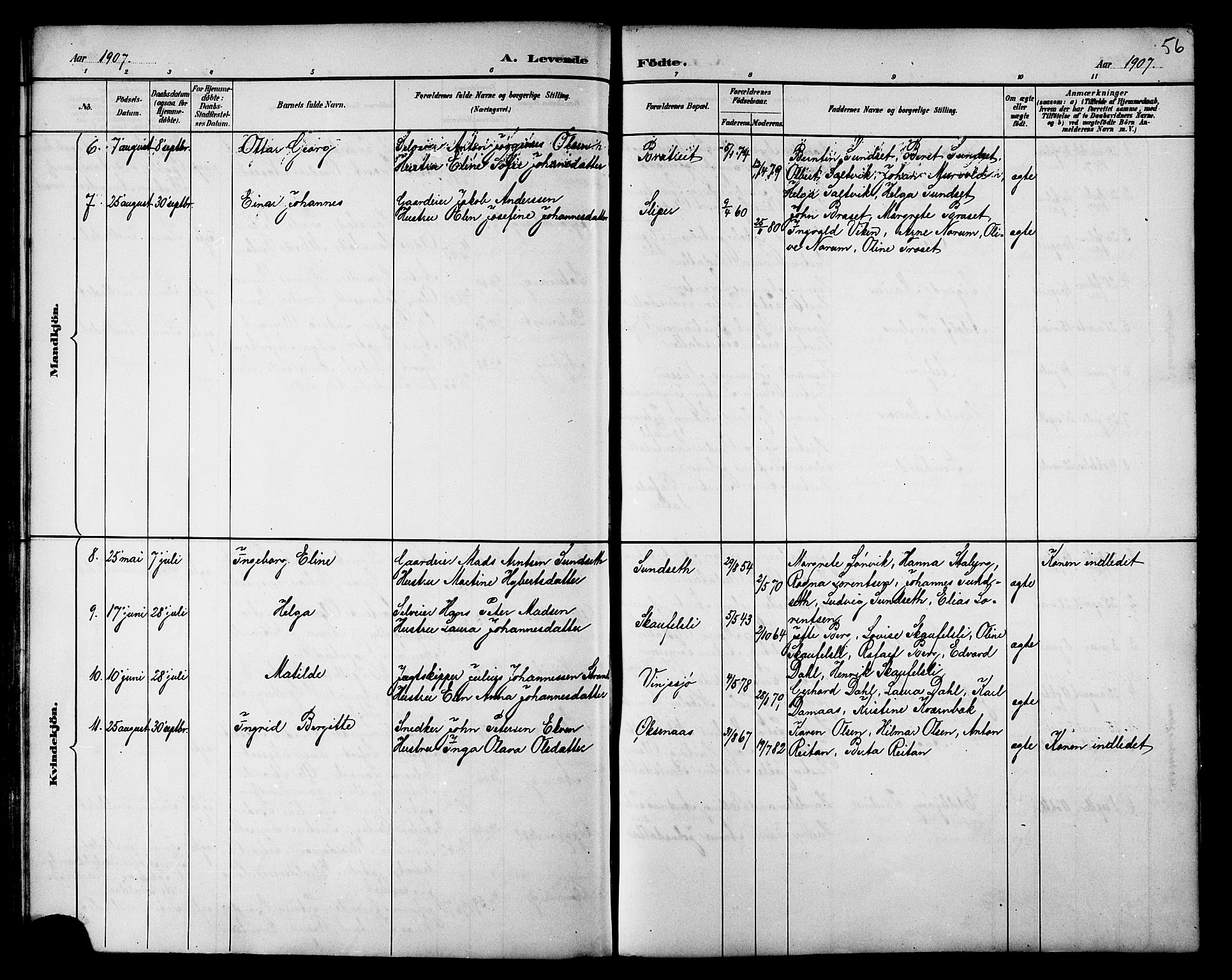 Ministerialprotokoller, klokkerbøker og fødselsregistre - Nord-Trøndelag, AV/SAT-A-1458/733/L0327: Parish register (copy) no. 733C02, 1888-1918, p. 56