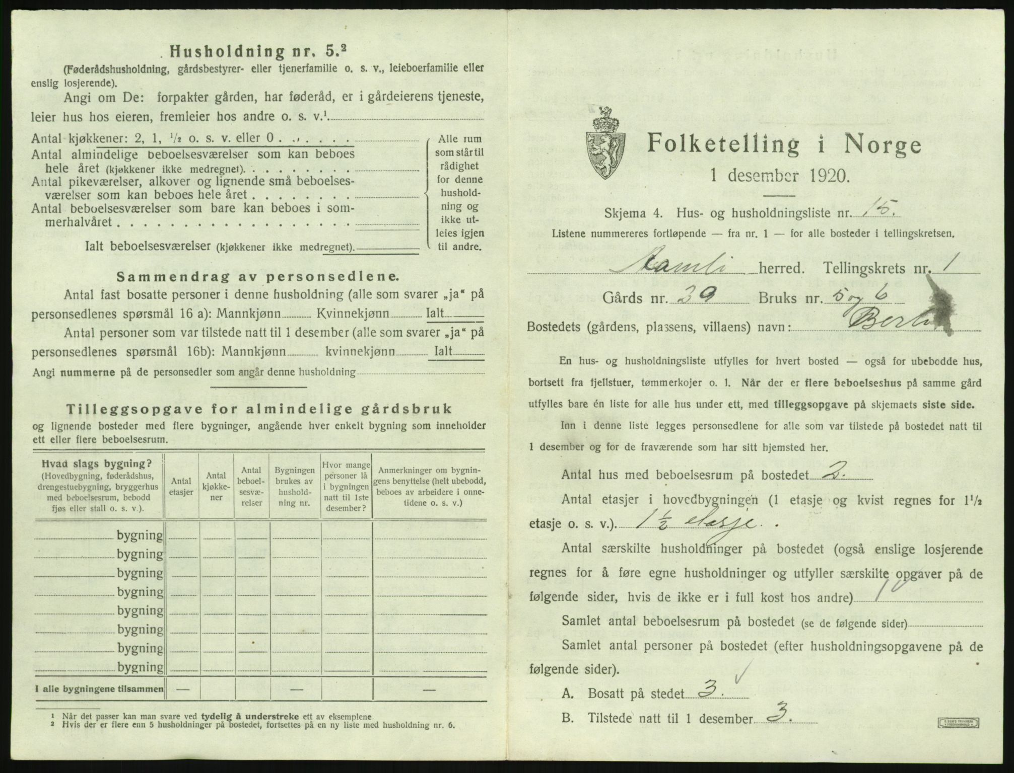 SAK, 1920 census for Åmli, 1920, p. 71