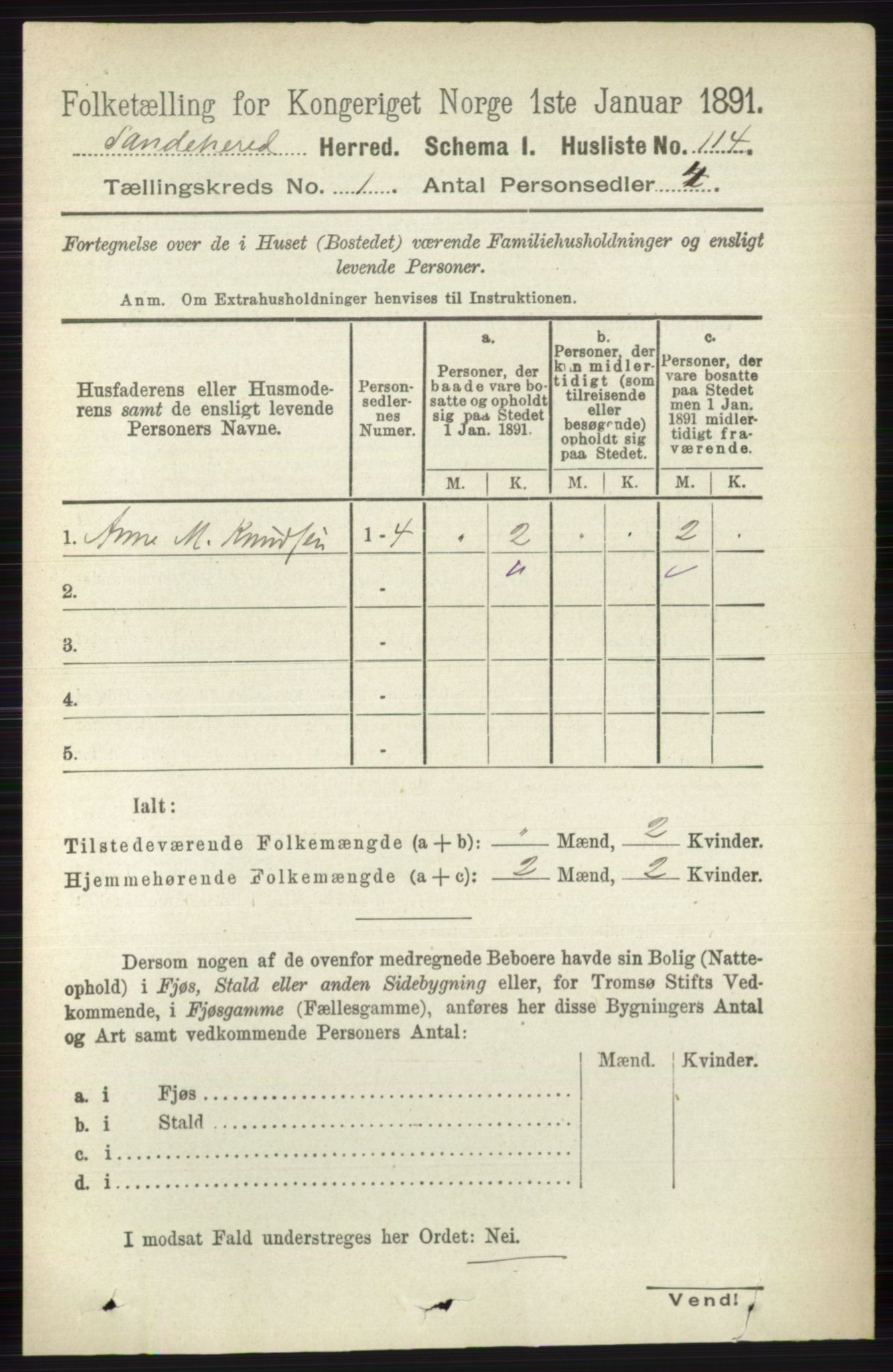 RA, 1891 census for 0724 Sandeherred, 1891, p. 163