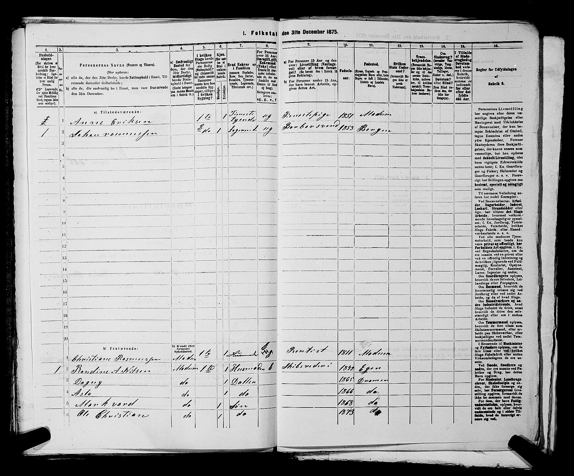 SAKO, 1875 census for 0602 Drammen, 1875, p. 1746