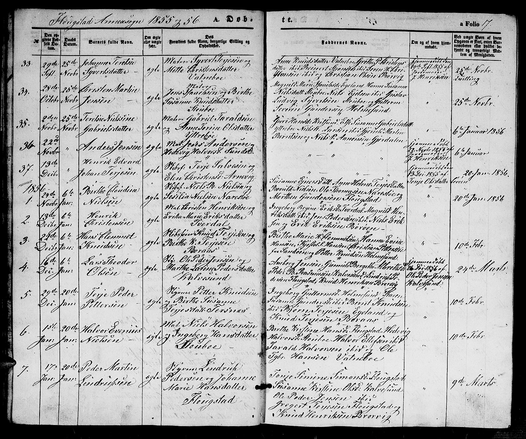 Dypvåg sokneprestkontor, AV/SAK-1111-0007/F/Fb/Fbb/L0002: Parish register (copy) no. B 2, 1851-1871, p. 17