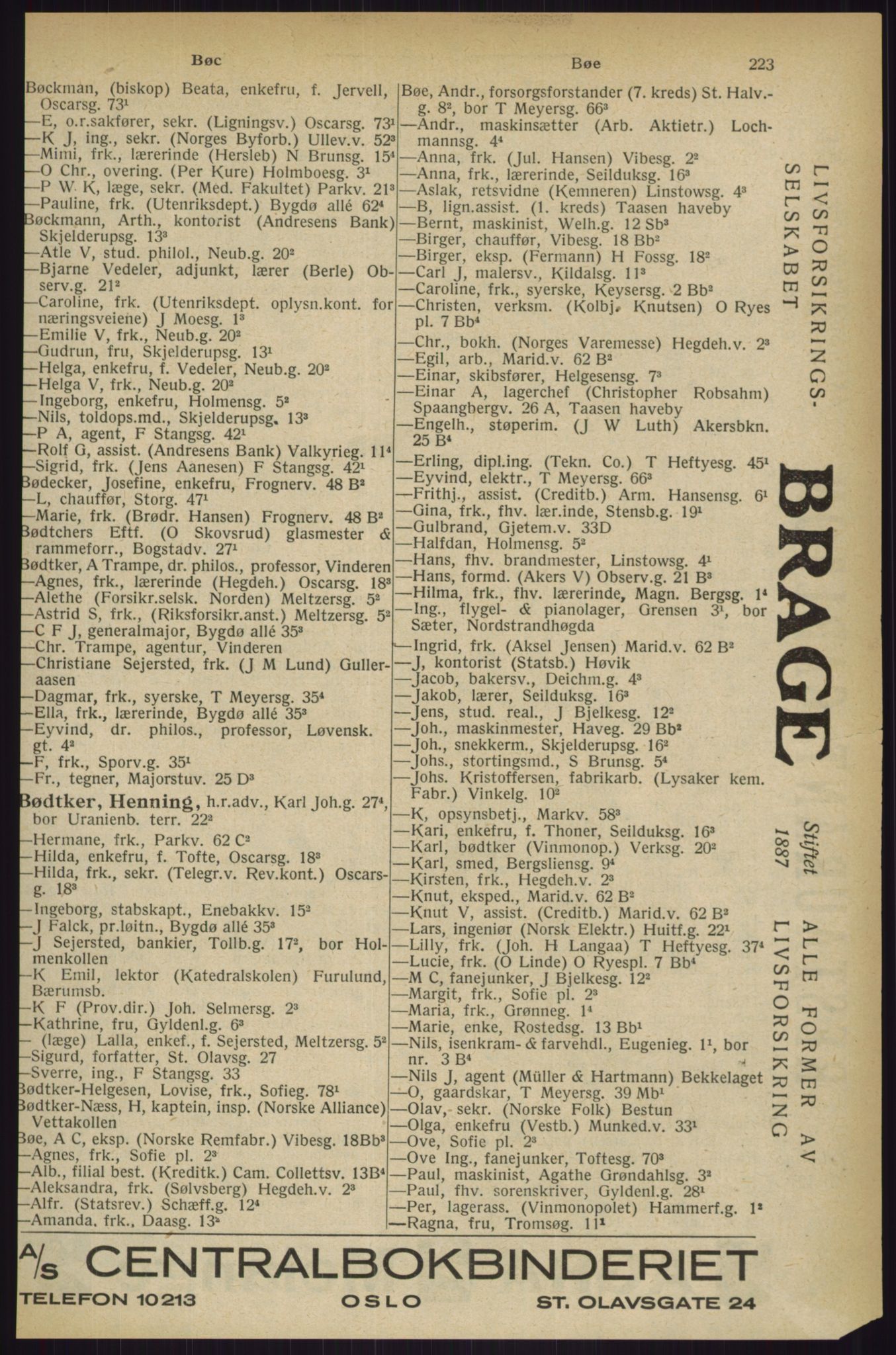 Kristiania/Oslo adressebok, PUBL/-, 1927, p. 223