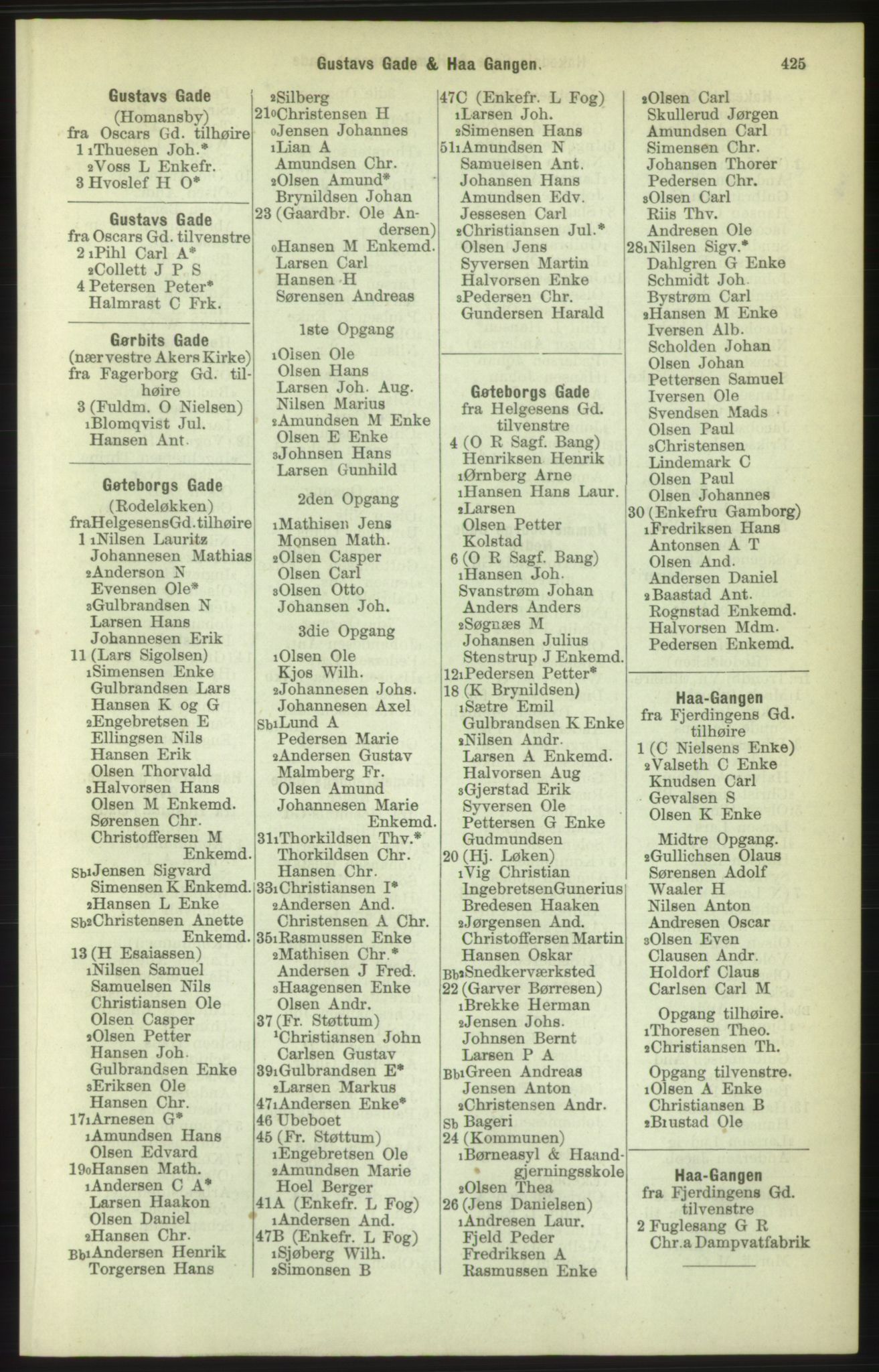 Kristiania/Oslo adressebok, PUBL/-, 1886, p. 425