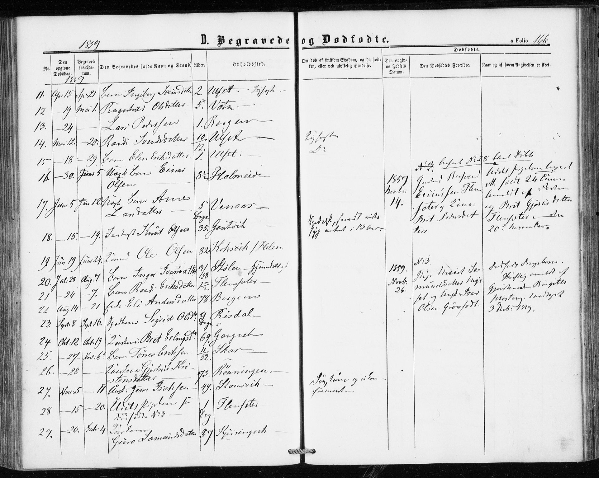 Ministerialprotokoller, klokkerbøker og fødselsregistre - Møre og Romsdal, SAT/A-1454/586/L0985: Parish register (official) no. 586A11, 1857-1866, p. 166