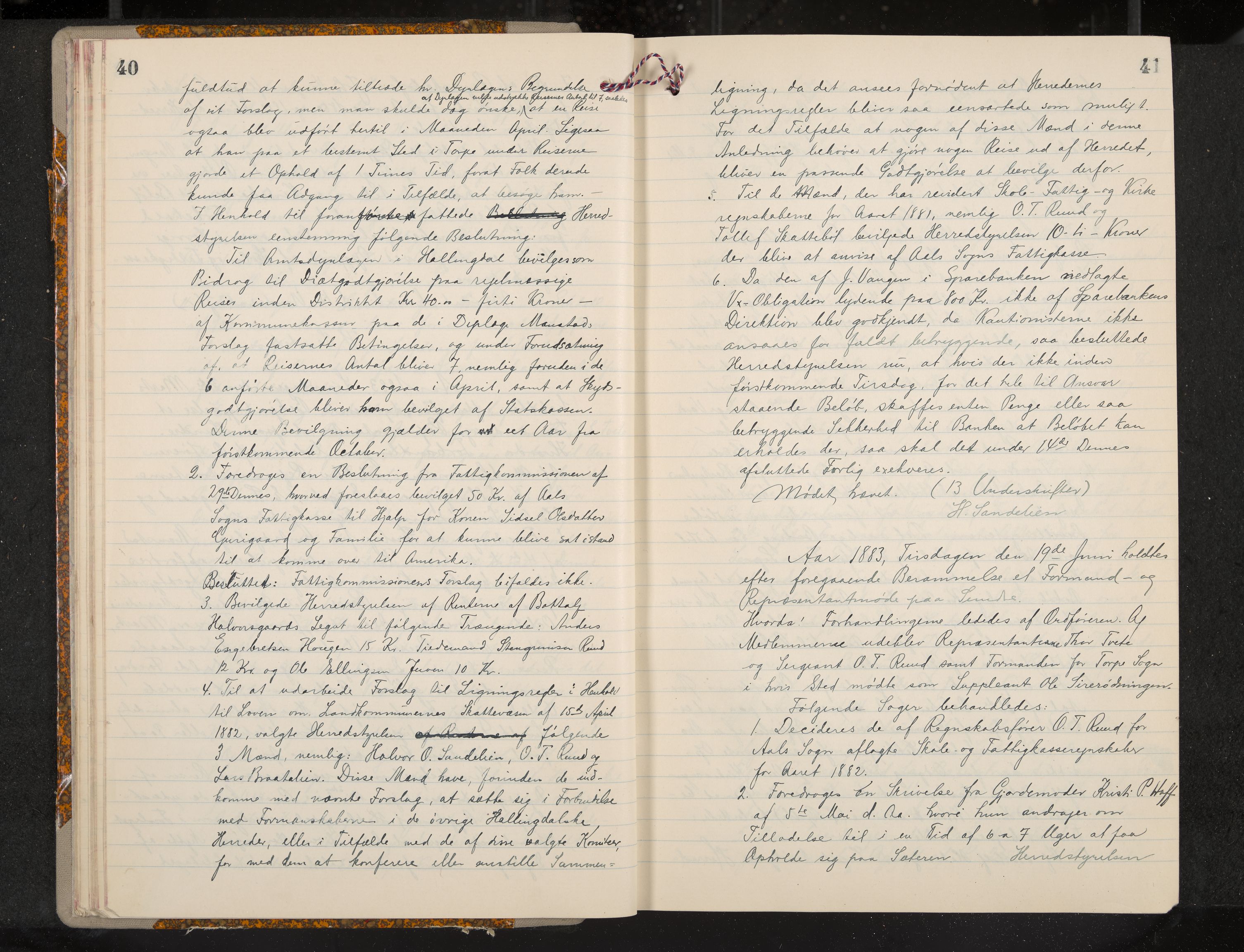 Ål formannskap og sentraladministrasjon, IKAK/0619021/A/Aa/L0004: Utskrift av møtebok, 1881-1901, p. 40-41