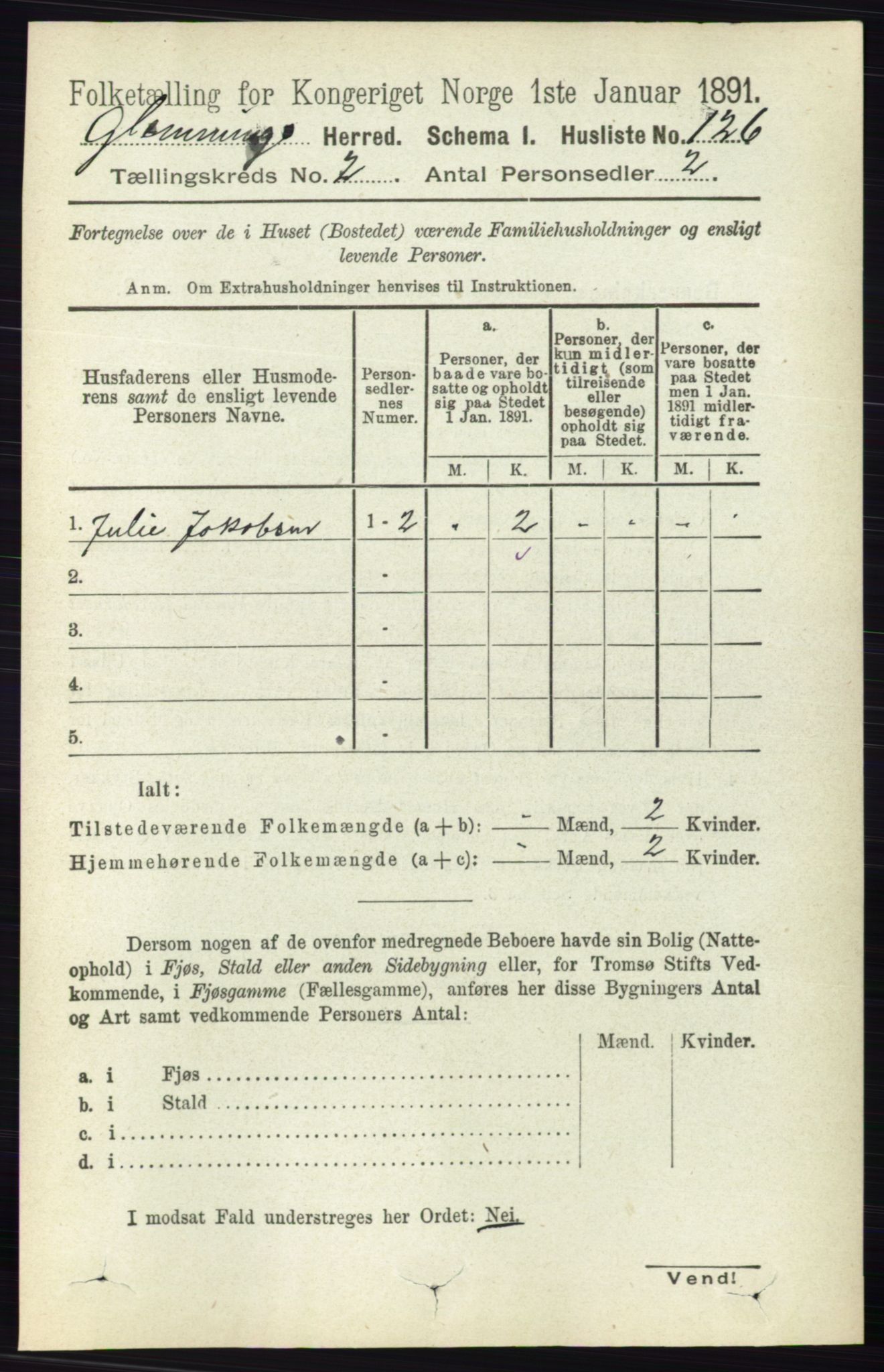 RA, 1891 census for 0132 Glemmen, 1891, p. 540