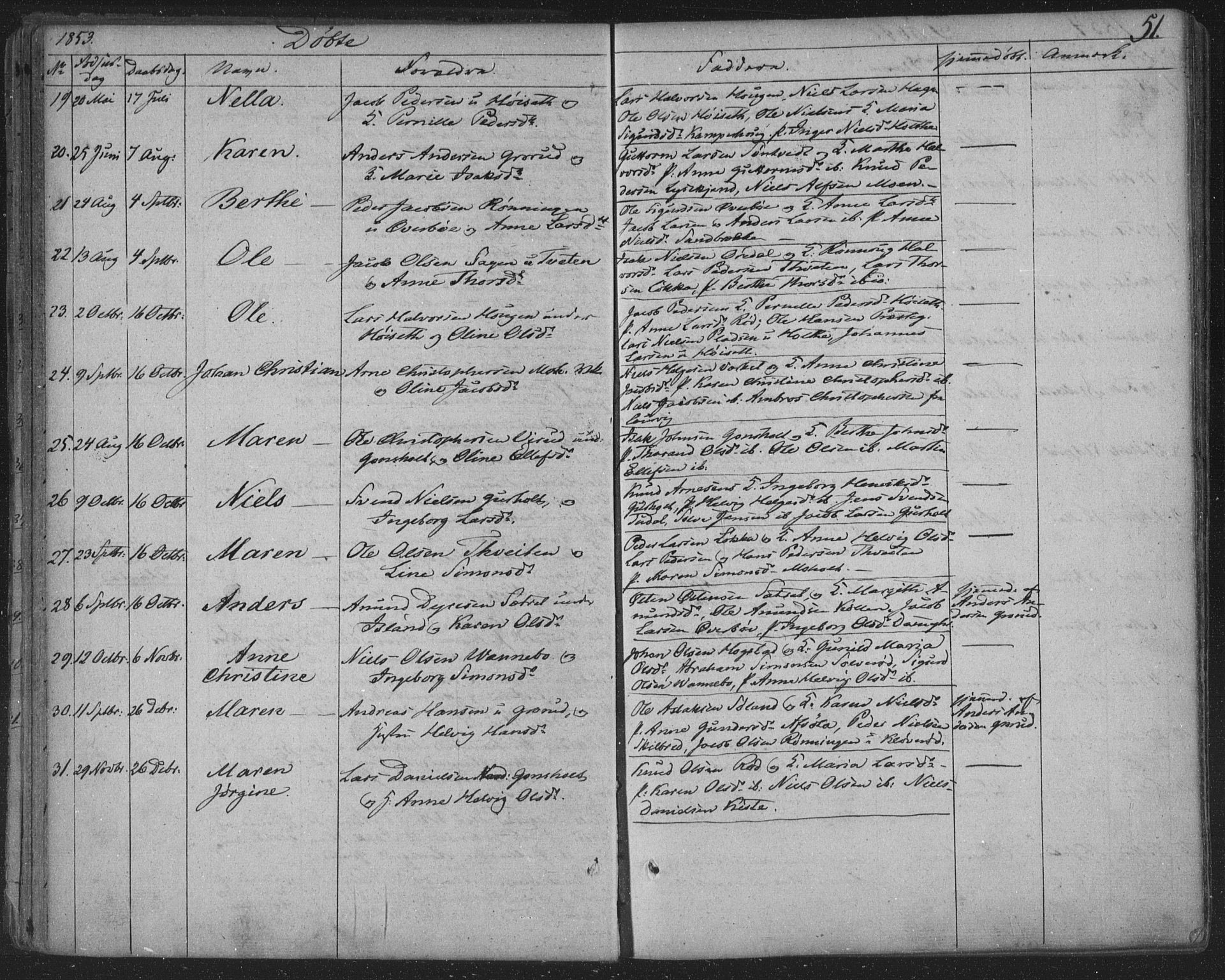 Siljan kirkebøker, SAKO/A-300/F/Fa/L0001: Parish register (official) no. 1, 1831-1870, p. 51