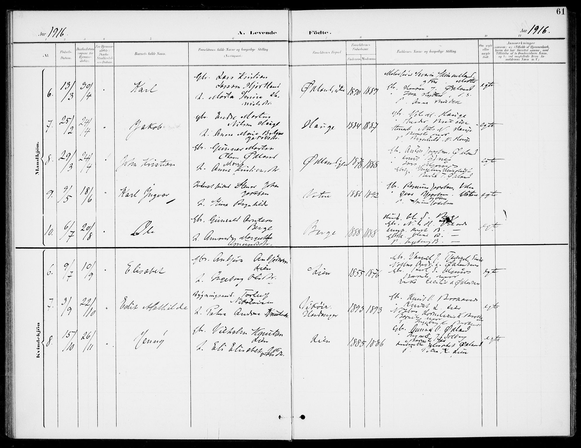 Sveio Sokneprestembete, SAB/A-78501/H/Haa: Parish register (official) no. C 3, 1899-1916, p. 61