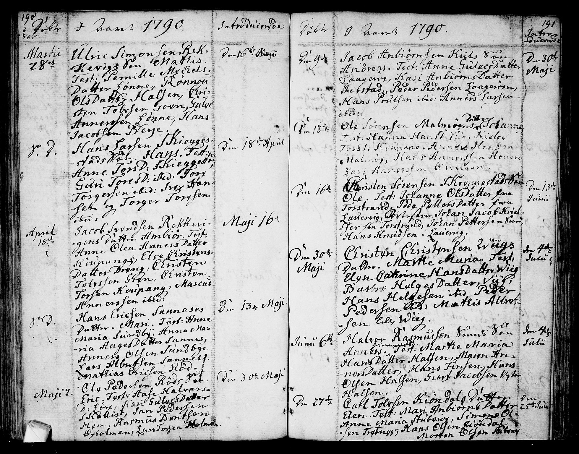 Tjølling kirkebøker, AV/SAKO-A-60/F/Fa/L0004: Parish register (official) no. 4, 1779-1817, p. 190-191