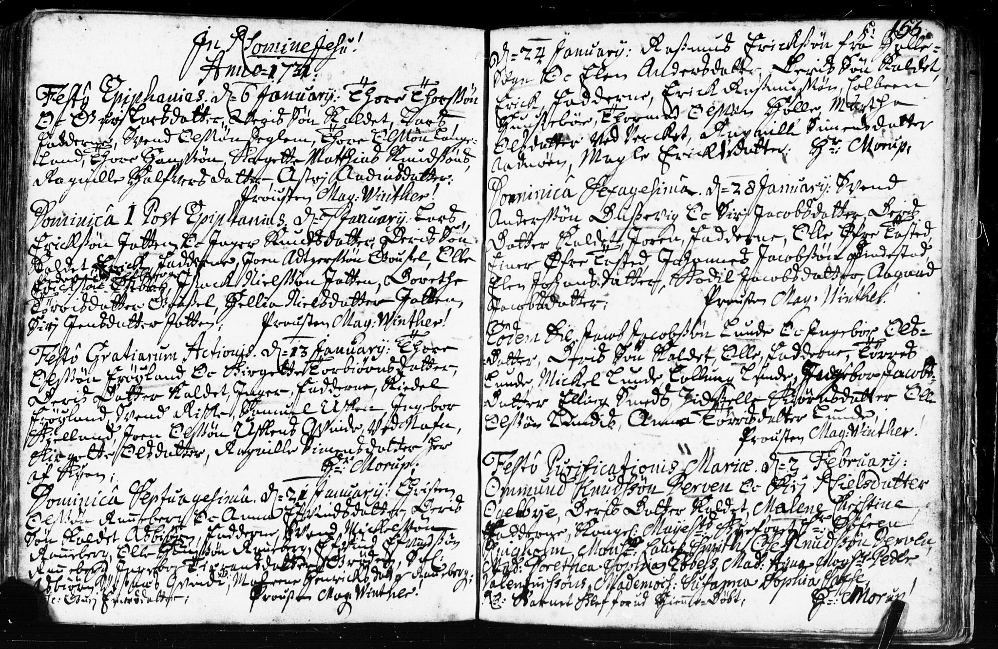 Domkirken sokneprestkontor, SAST/A-101812/001/30/30BB/L0002: Parish register (copy) no. B 2, 1714-1733, p. 155