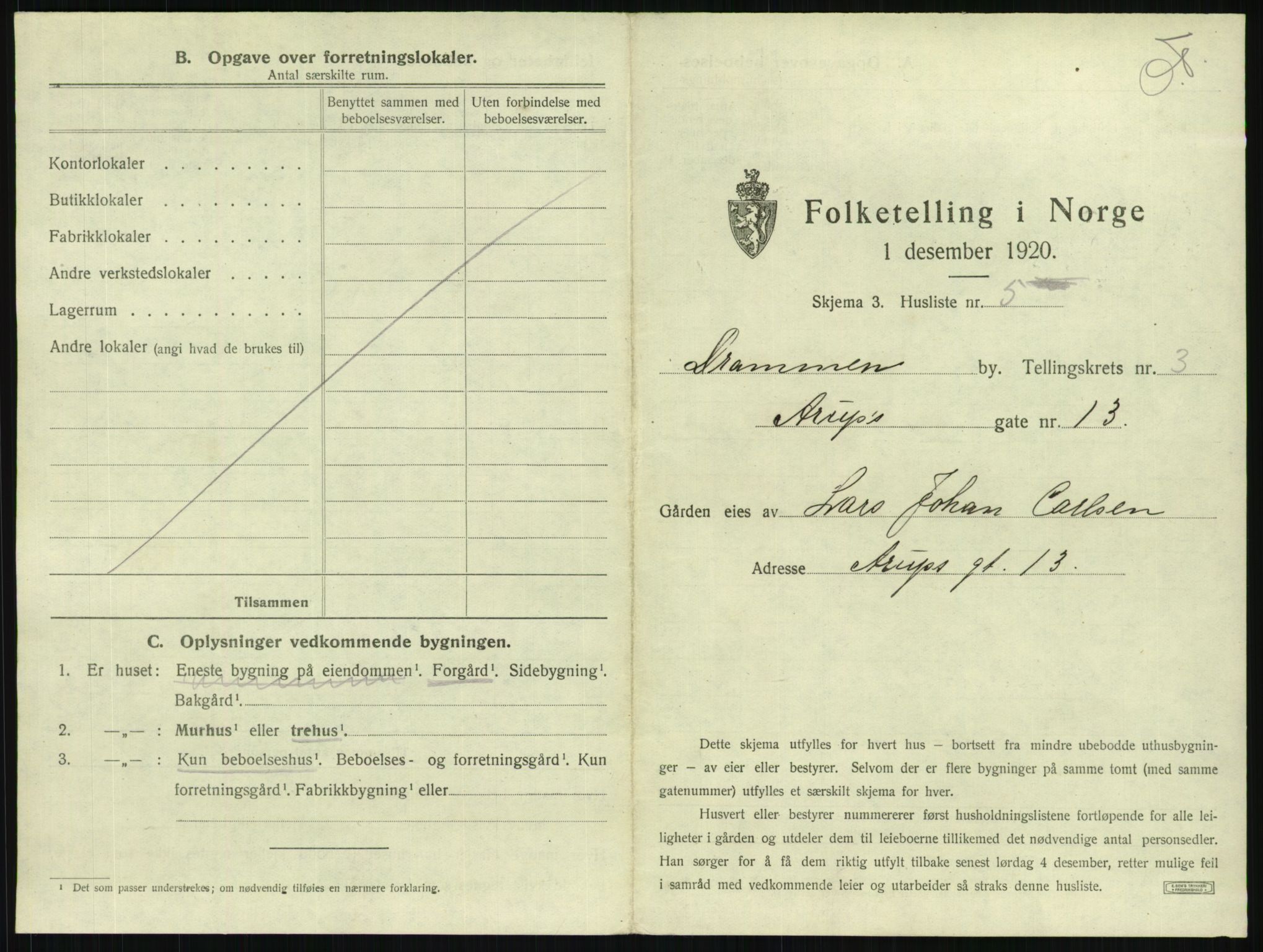 SAKO, 1920 census for Drammen, 1920, p. 1304