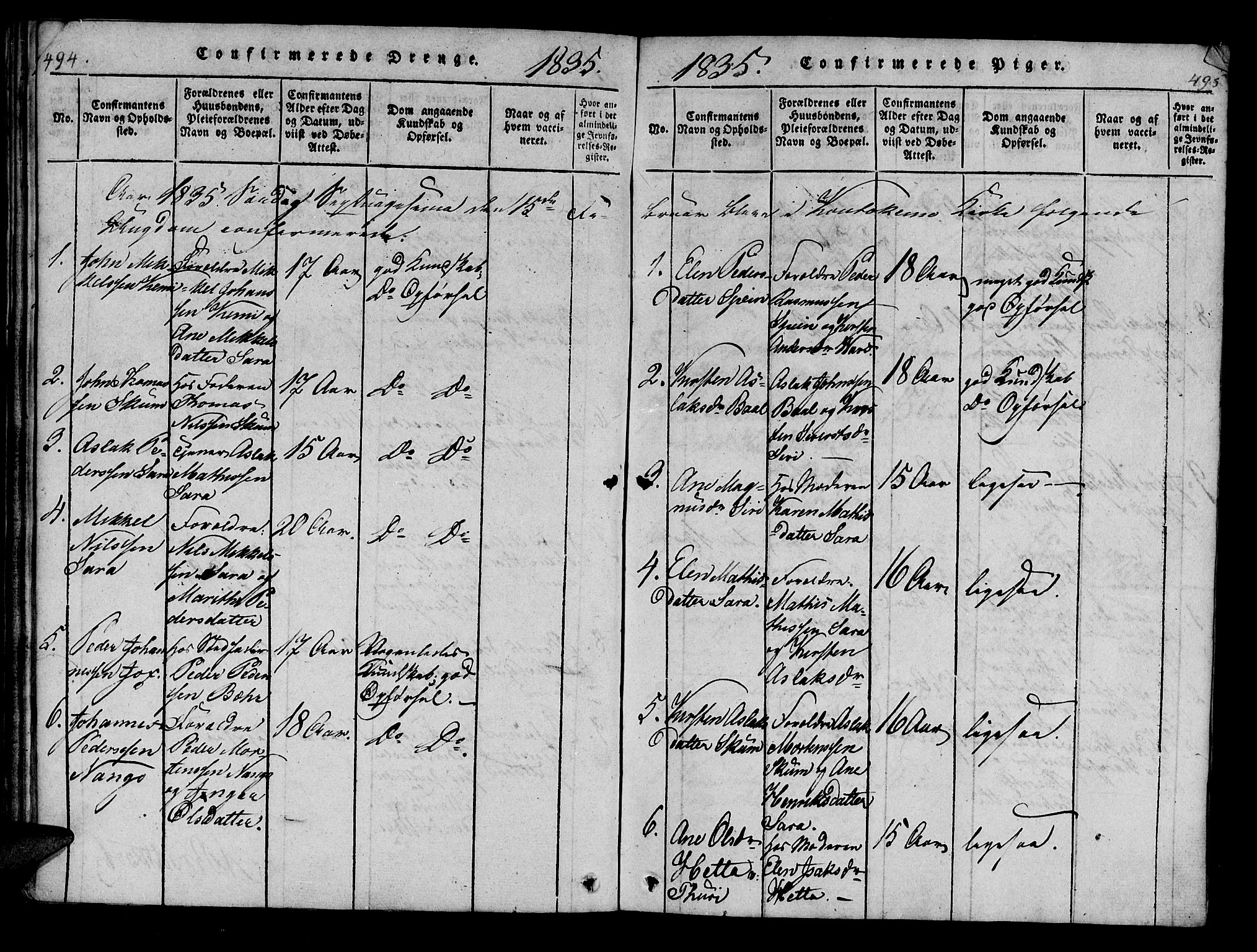 Kistrand/Porsanger sokneprestembete, SATØ/S-1351/H/Ha/L0010.kirke: Parish register (official) no. 10, 1821-1842, p. 494-495