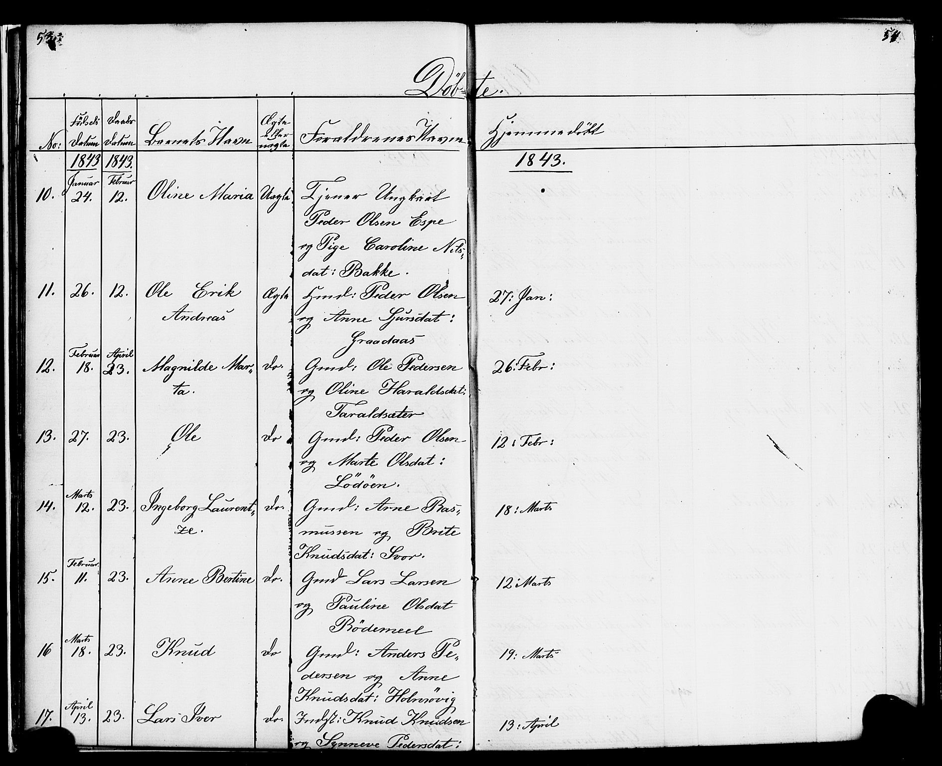 Hornindal sokneprestembete, AV/SAB-A-82401/H/Haa/Haaa/L0001: Parish register (official) no. A 1, 1837-1866, p. 54-55