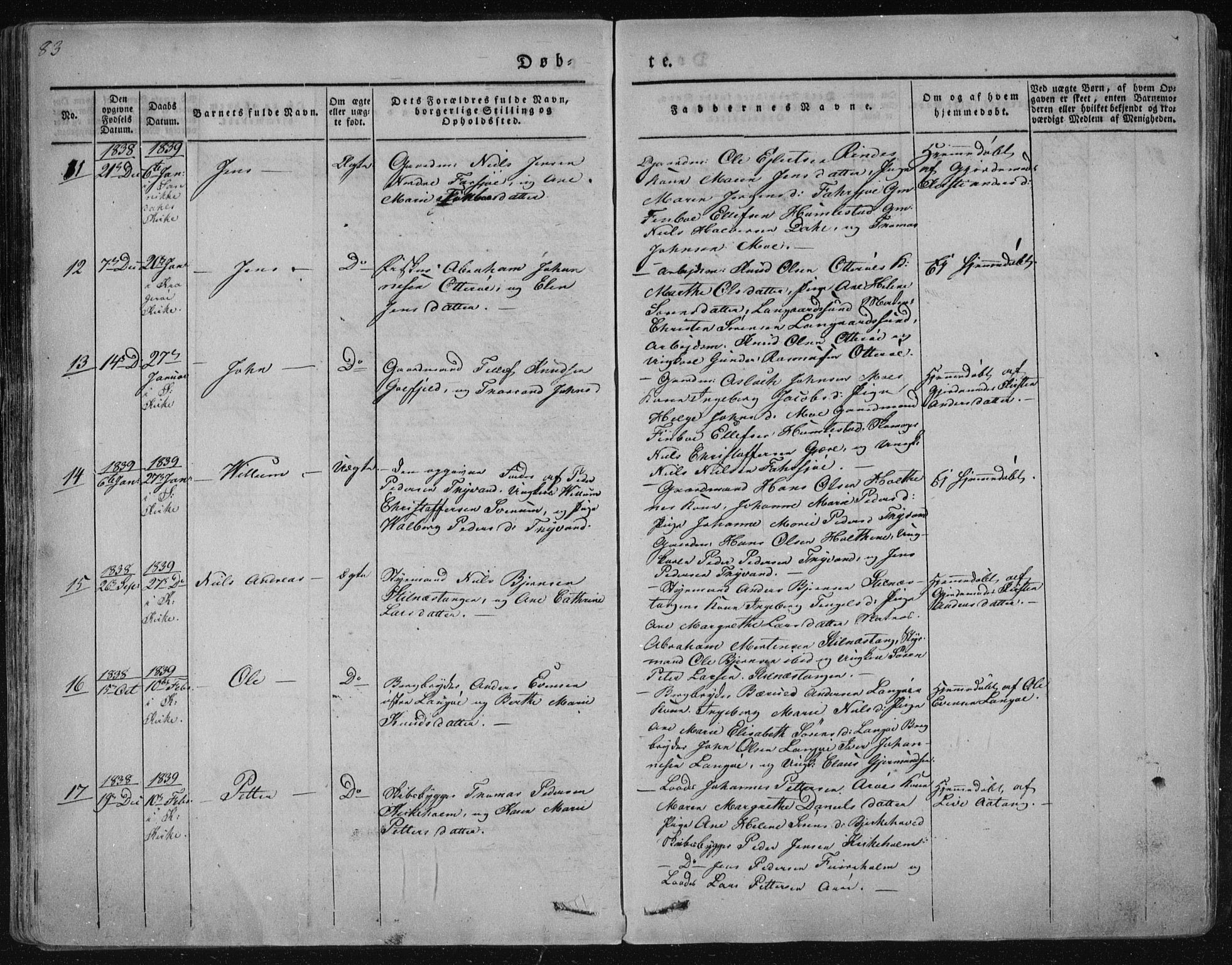 Sannidal kirkebøker, AV/SAKO-A-296/F/Fa/L0006: Parish register (official) no. 6, 1831-1847, p. 83