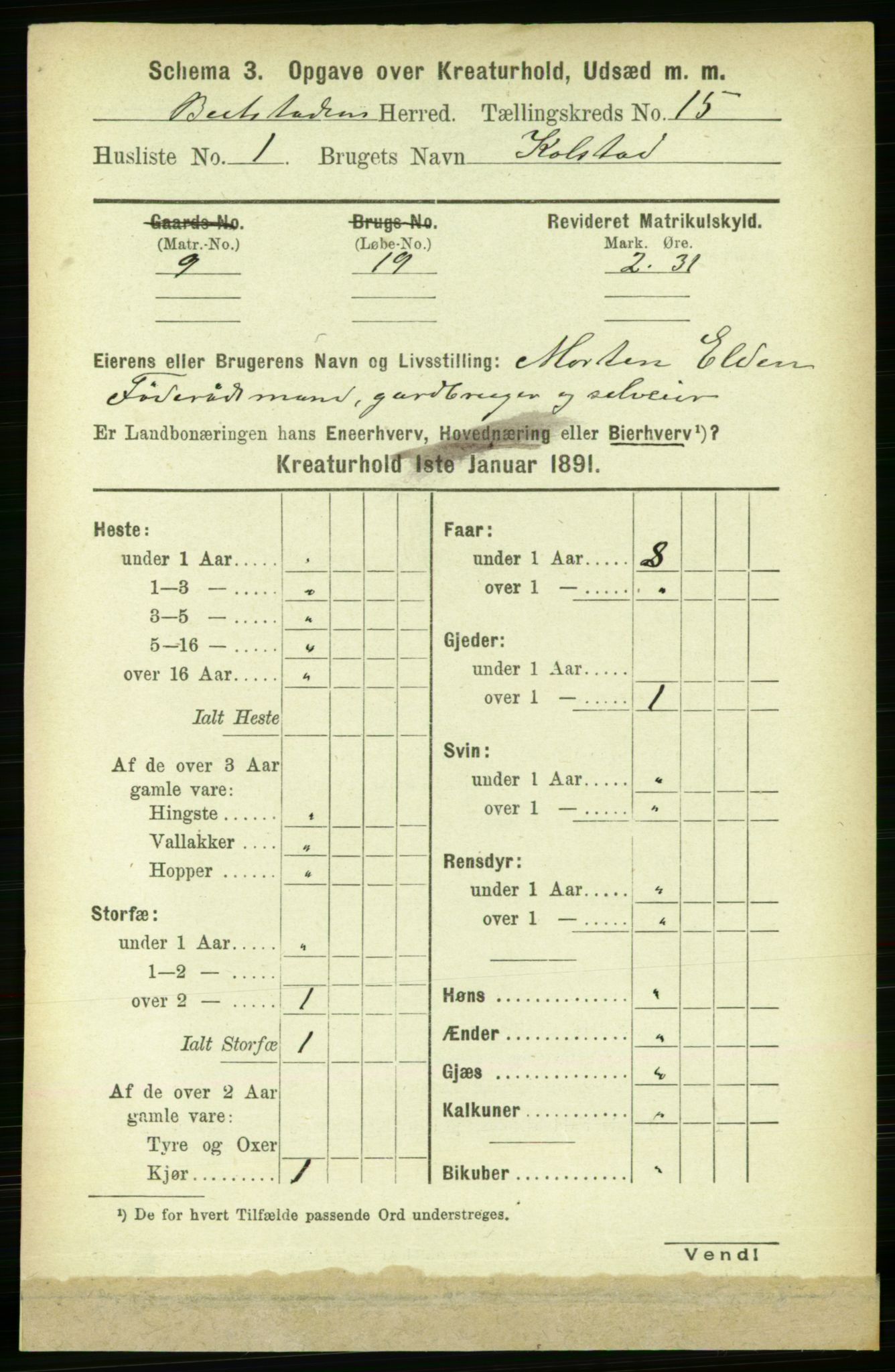 RA, 1891 census for 1727 Beitstad, 1891, p. 6609