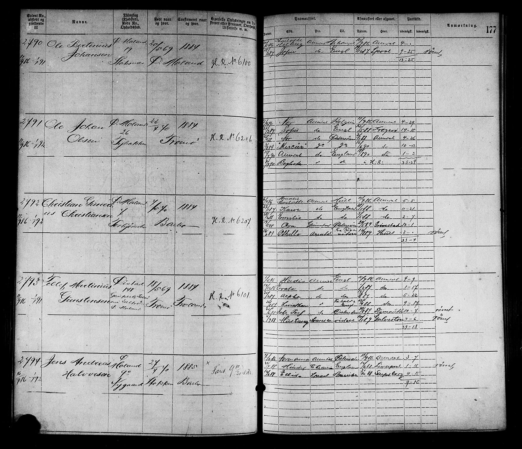 Arendal mønstringskrets, SAK/2031-0012/F/Fa/L0003: Annotasjonsrulle nr 1911-3827 med register, S-3, 1880-1892, p. 207