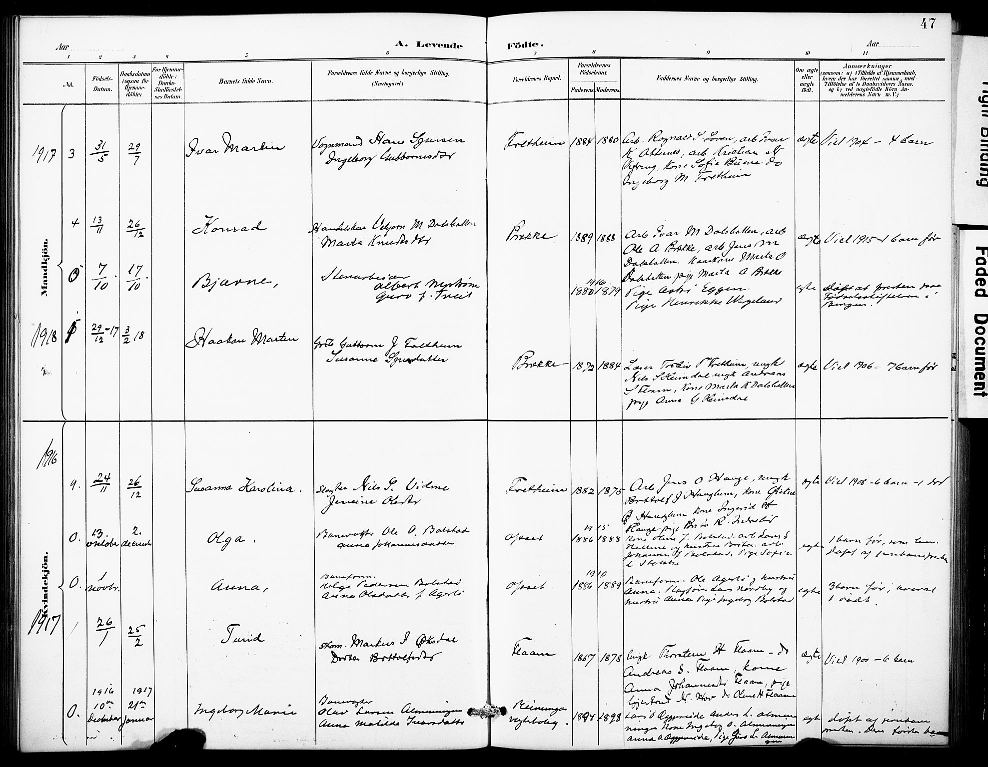 Aurland sokneprestembete, SAB/A-99937/H/Hb/Hbb/L0002: Parish register (copy) no. B 2, 1887-1929, p. 47