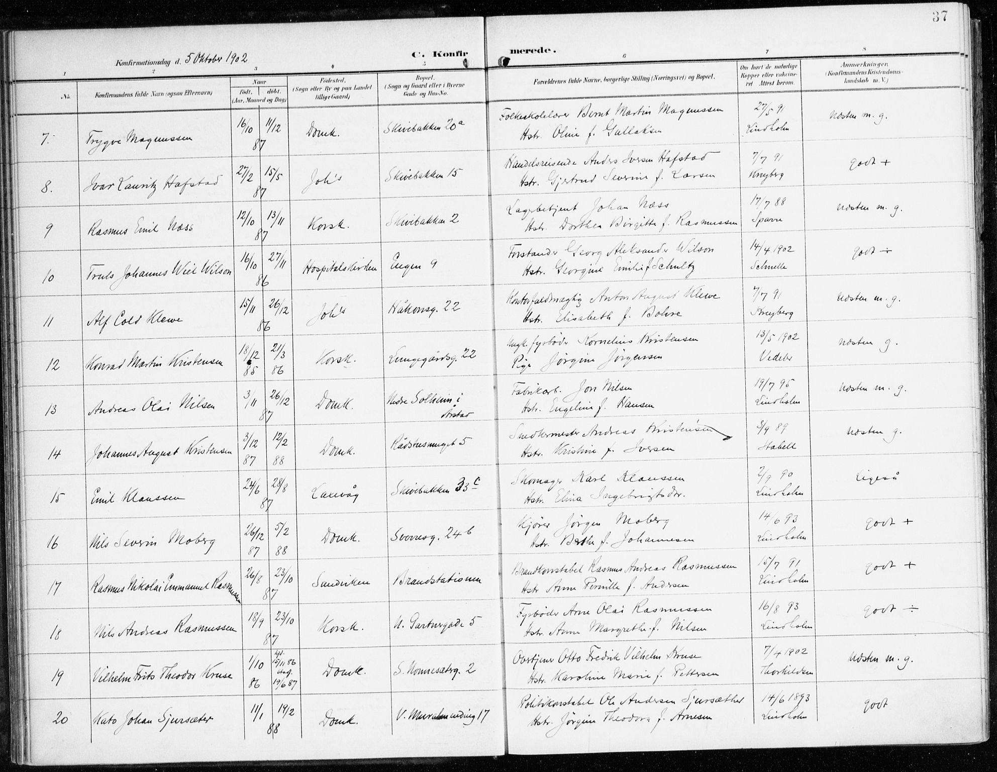 Domkirken sokneprestembete, SAB/A-74801/H/Haa/L0031: Parish register (official) no. C 6, 1898-1915, p. 37