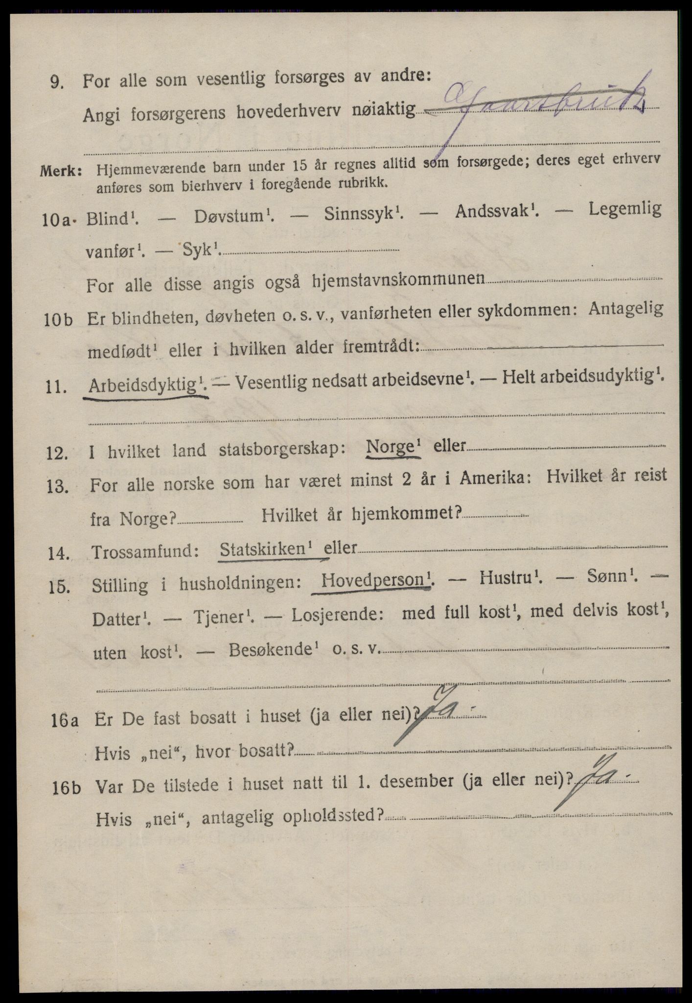 SAT, 1920 census for Hopen, 1920, p. 2007