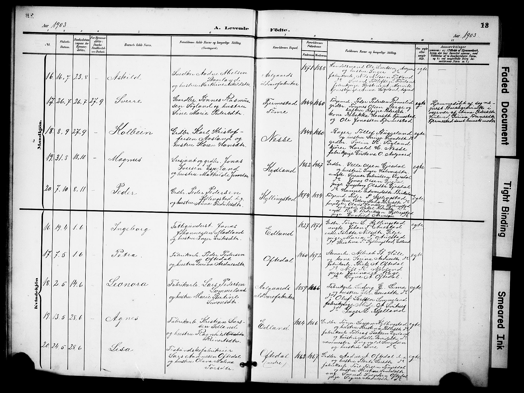 Lye sokneprestkontor, AV/SAST-A-101794/001/30BB/L0009: Parish register (copy) no. B 9, 1902-1923, p. 13