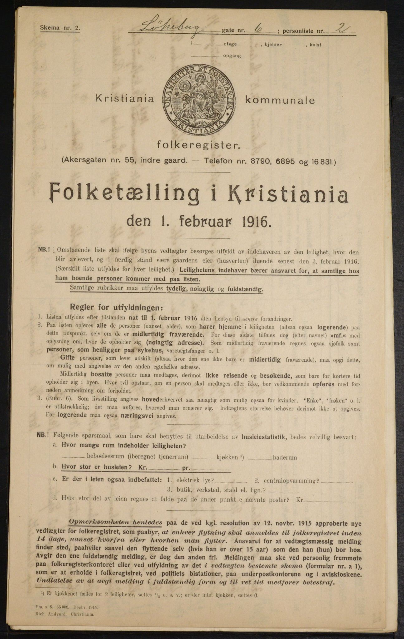 OBA, Municipal Census 1916 for Kristiania, 1916, p. 59895