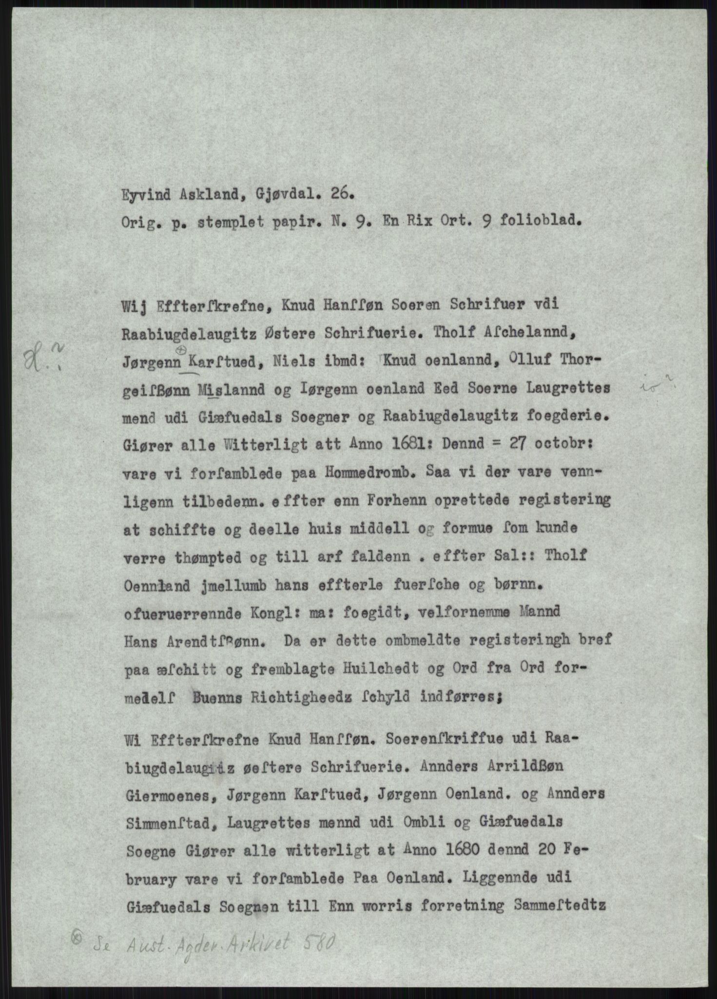 Samlinger til kildeutgivelse, Diplomavskriftsamlingen, AV/RA-EA-4053/H/Ha, p. 286