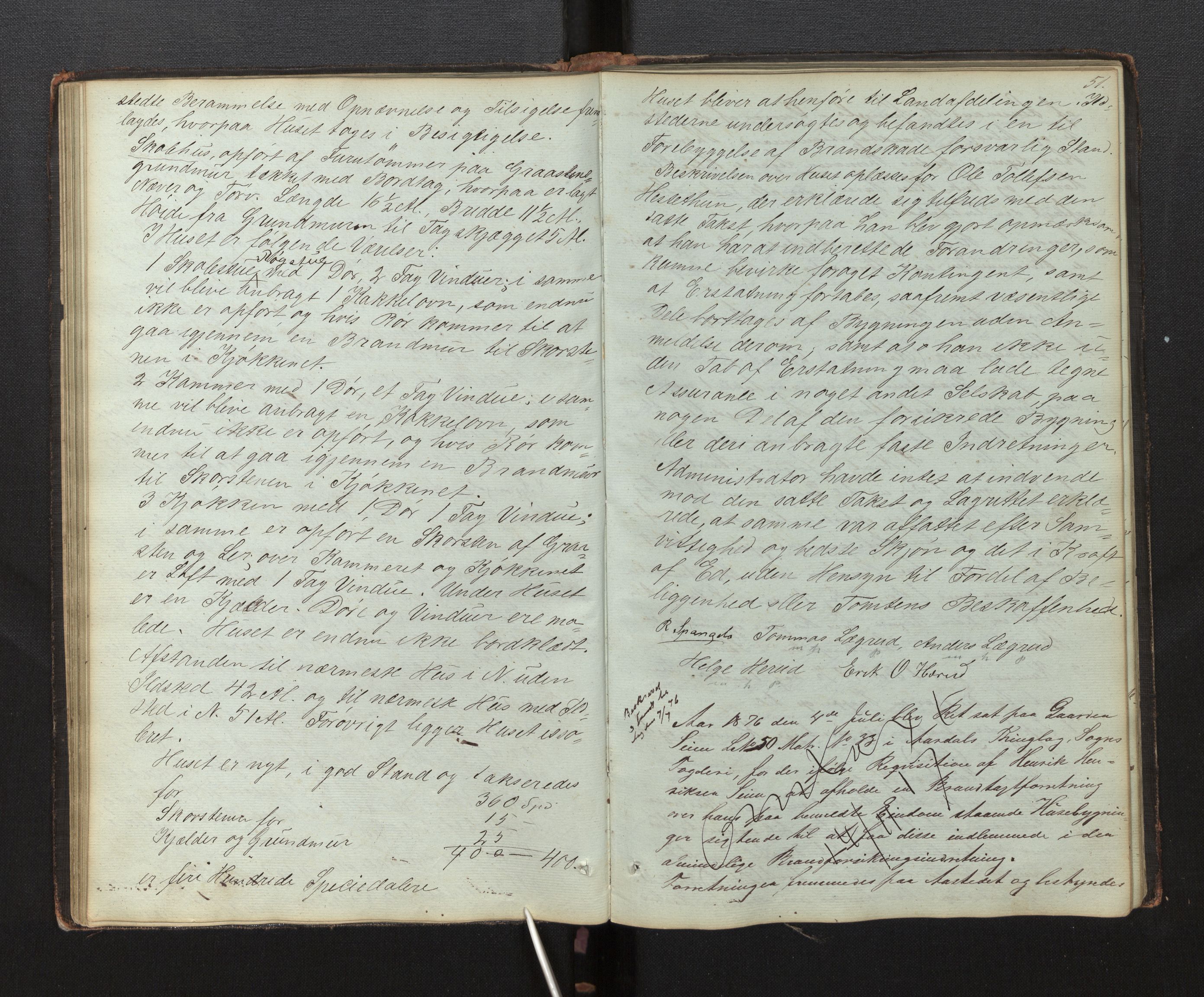 Lensmannen i Årdal, AV/SAB-A-30501/0012/L0001: Branntakstprotokoll, 1846-1898, p. 50b-51a