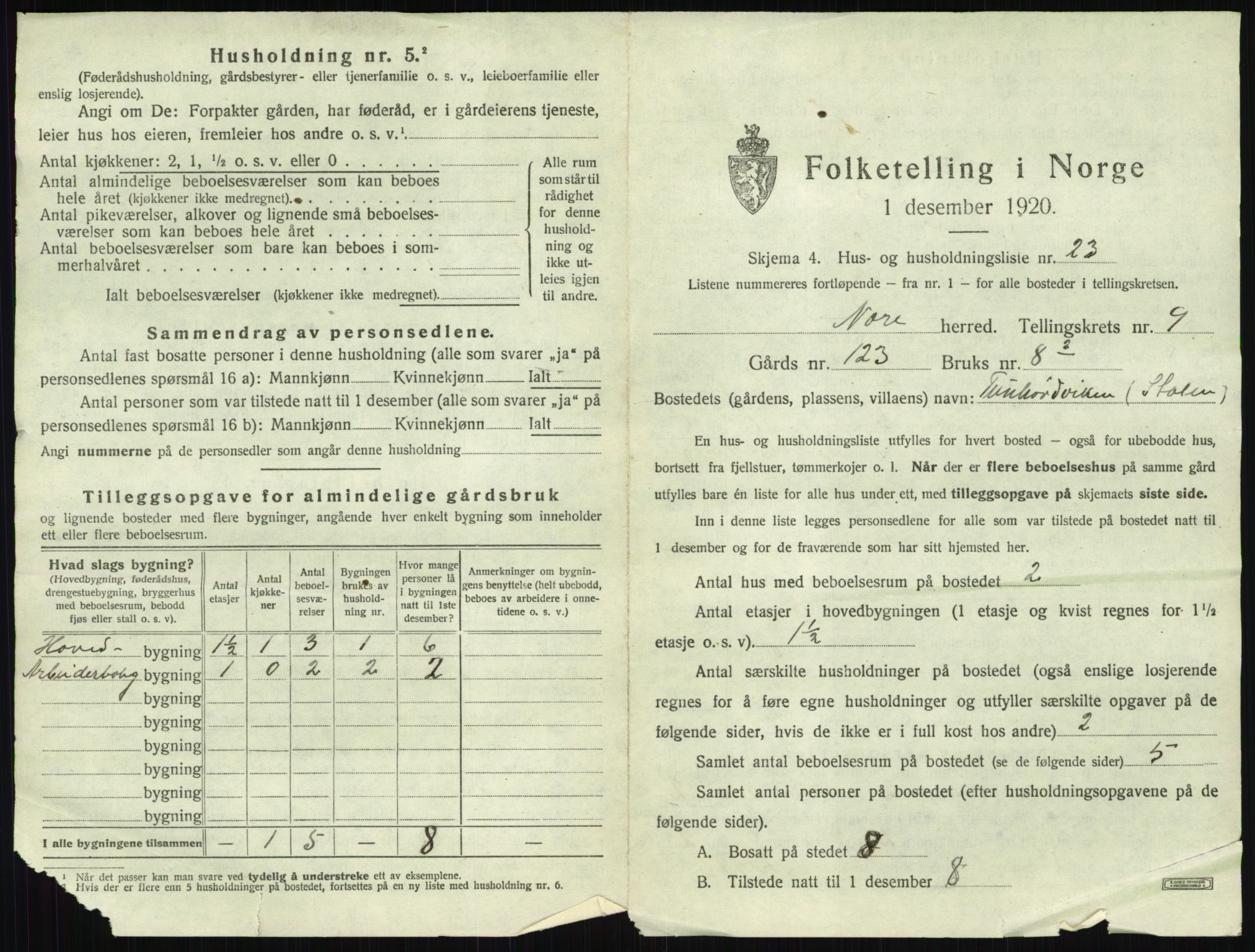 SAKO, 1920 census for Nore, 1920, p. 704