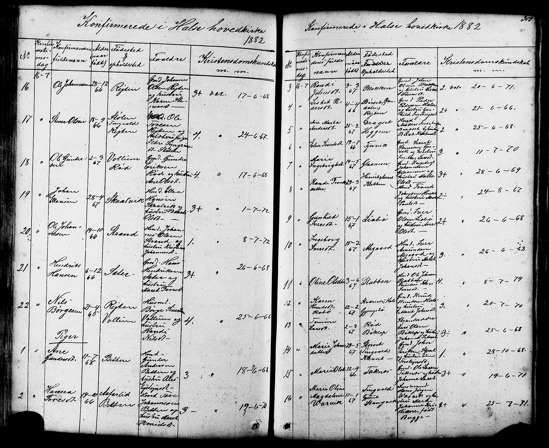 Ministerialprotokoller, klokkerbøker og fødselsregistre - Møre og Romsdal, AV/SAT-A-1454/576/L0890: Parish register (copy) no. 576C01, 1837-1908, p. 303