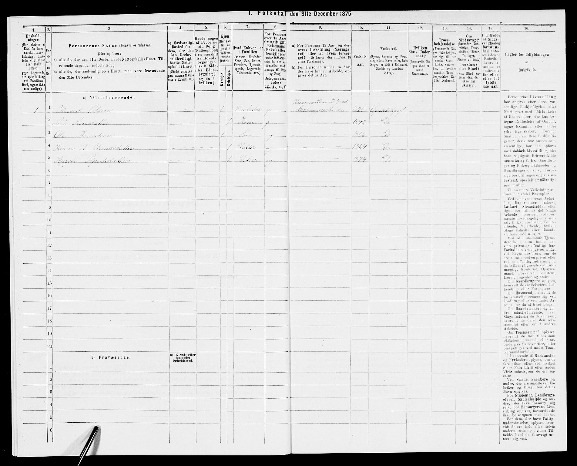 SAK, 1875 census for 0911P Gjerstad, 1875, p. 528