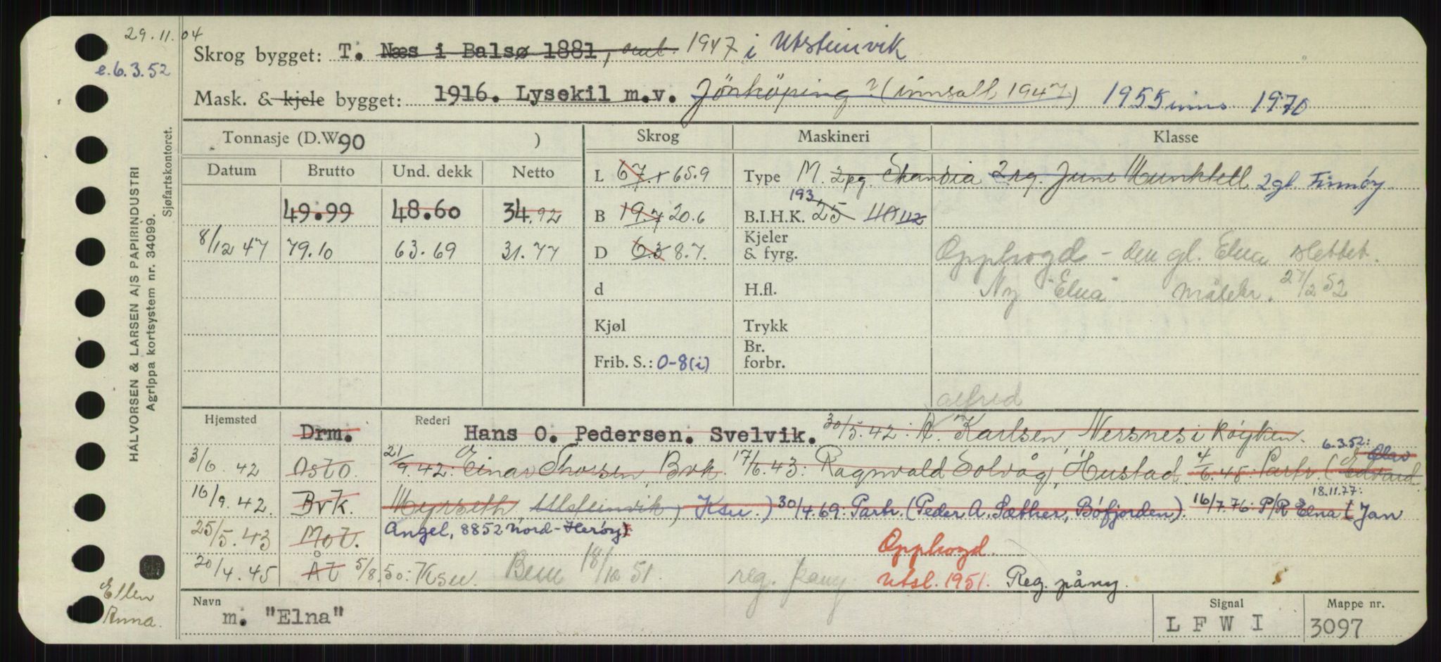 Sjøfartsdirektoratet med forløpere, Skipsmålingen, RA/S-1627/H/Ha/L0002/0001: Fartøy, Eik-Hill / Fartøy, Eik-F, p. 135