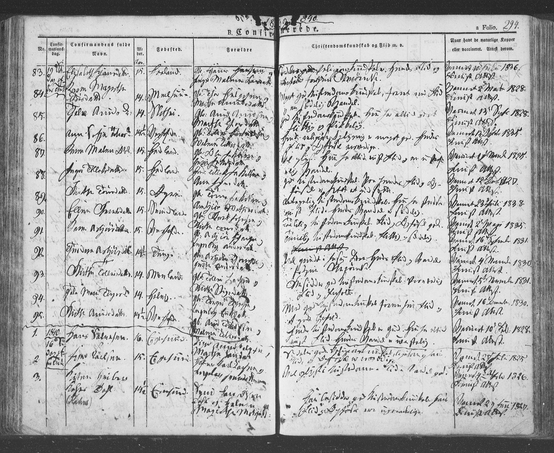 Eigersund sokneprestkontor, SAST/A-101807/S08/L0009: Parish register (official) no. A 9, 1827-1850, p. 294