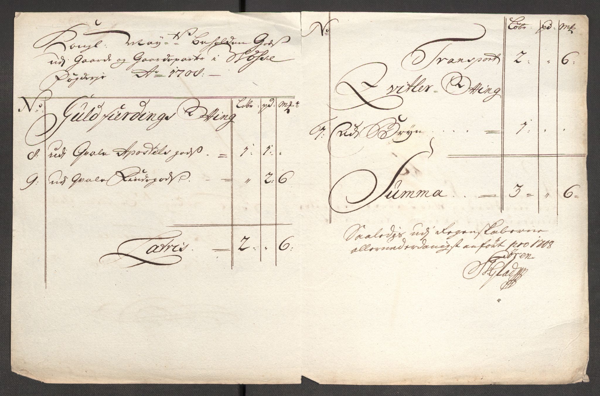Rentekammeret inntil 1814, Reviderte regnskaper, Fogderegnskap, RA/EA-4092/R51/L3189: Fogderegnskap Nordhordland og Voss, 1708, p. 253