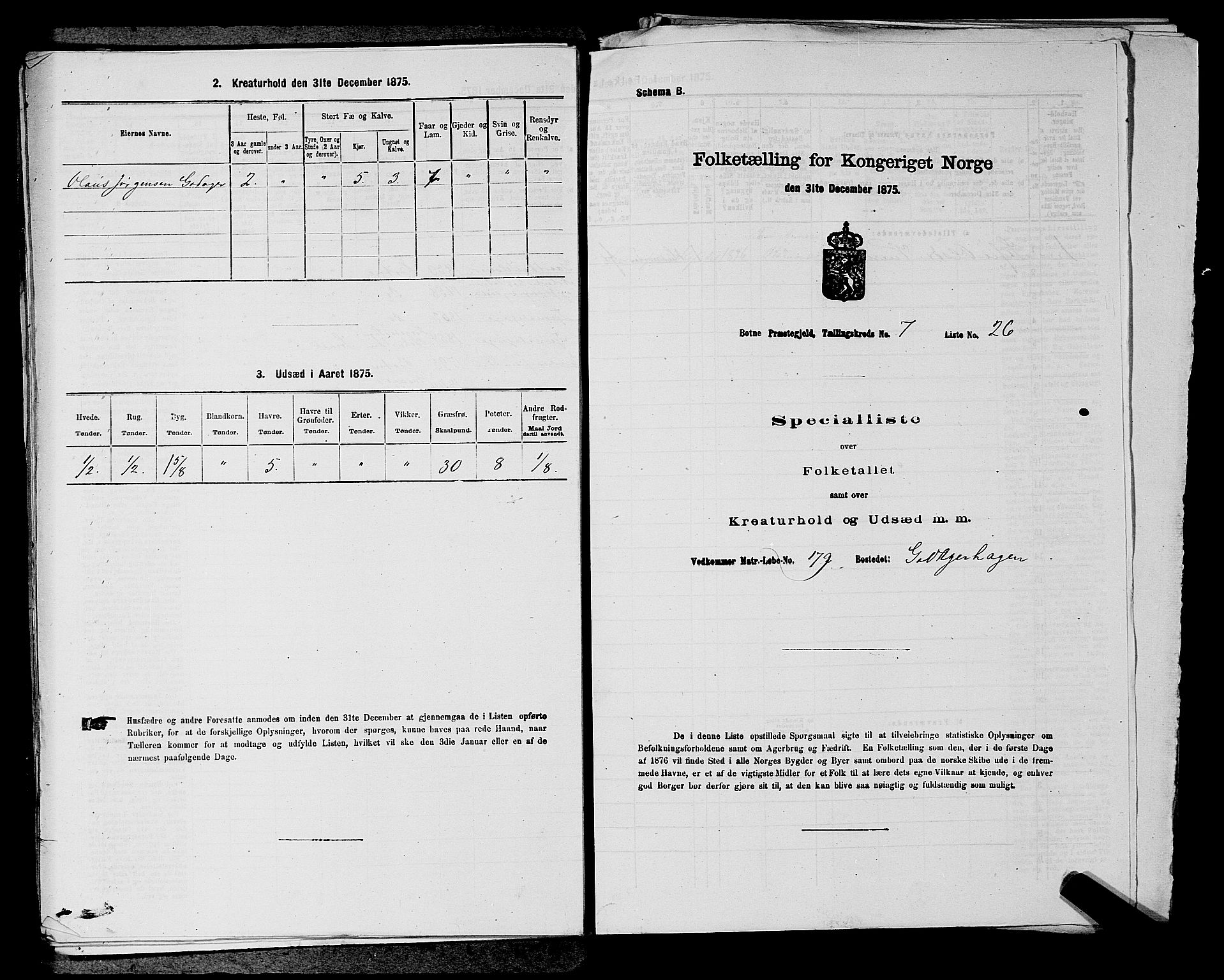 SAKO, 1875 census for 0715P Botne, 1875, p. 630