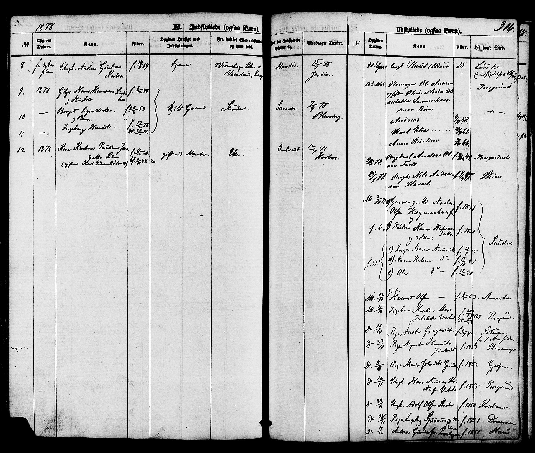 Holla kirkebøker, AV/SAKO-A-272/F/Fa/L0007: Parish register (official) no. 7, 1869-1881, p. 316