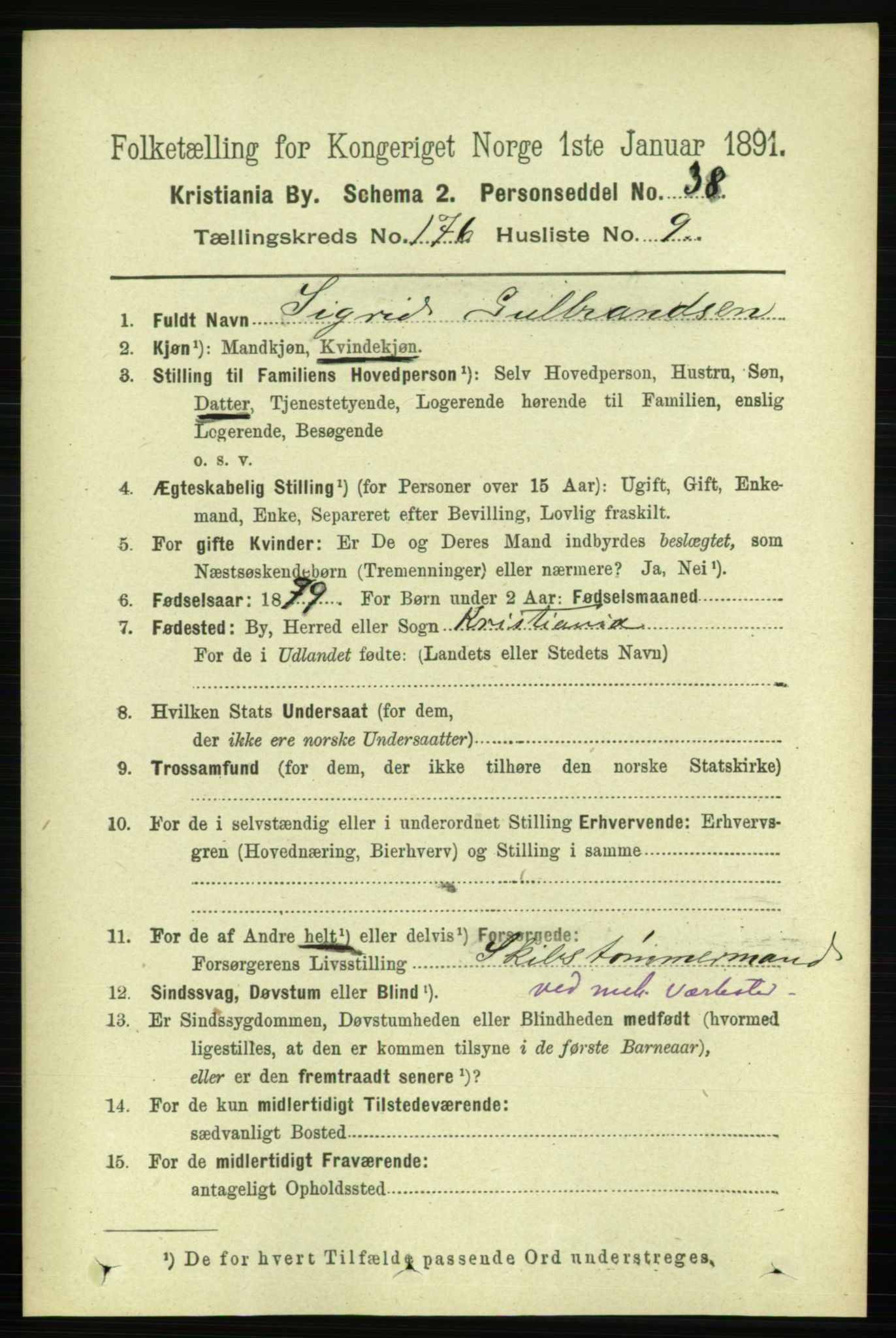 RA, 1891 census for 0301 Kristiania, 1891, p. 105899