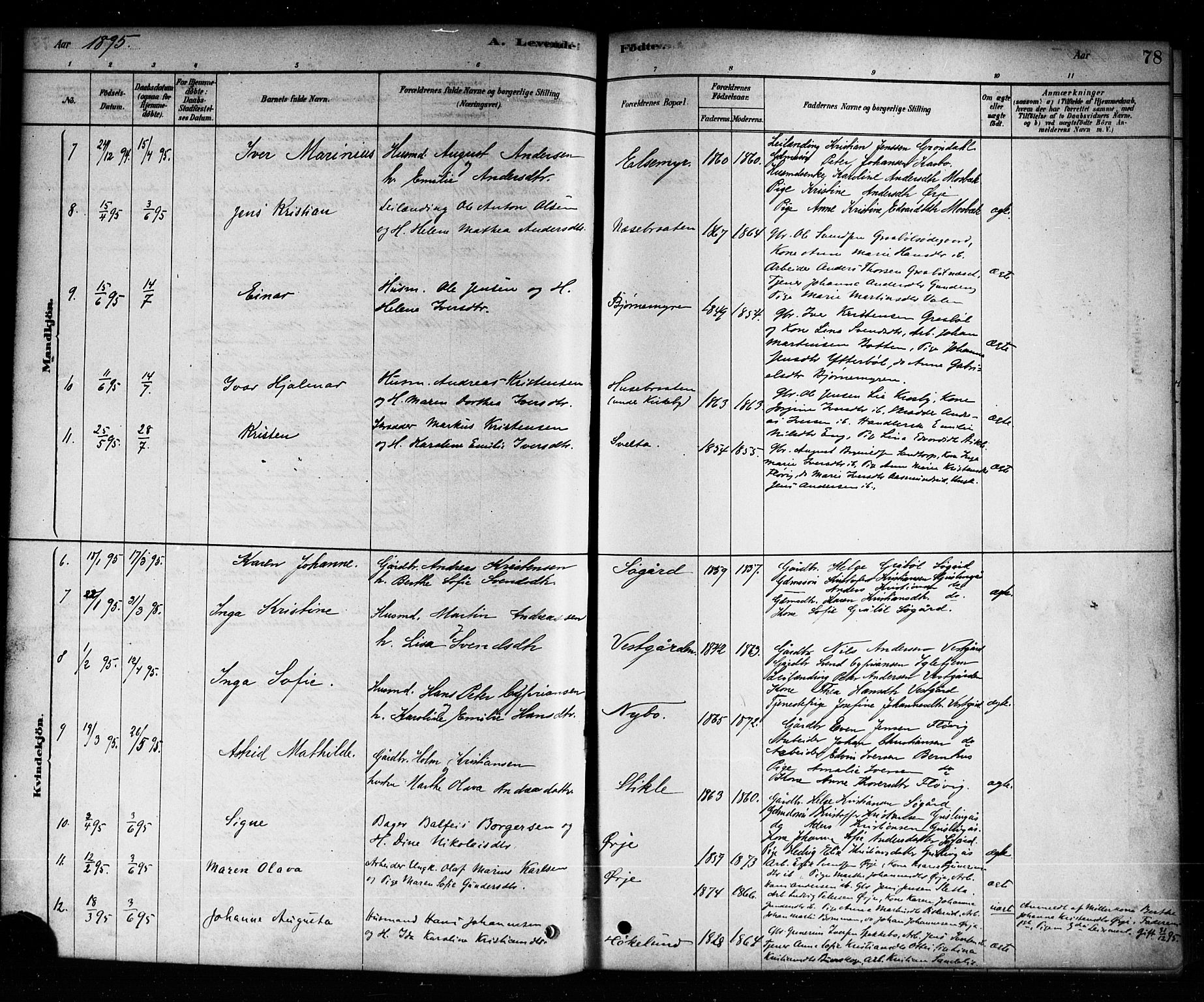 Aremark prestekontor Kirkebøker, SAO/A-10899/F/Fb/L0004: Parish register (official) no. II 4, 1878-1895, p. 78