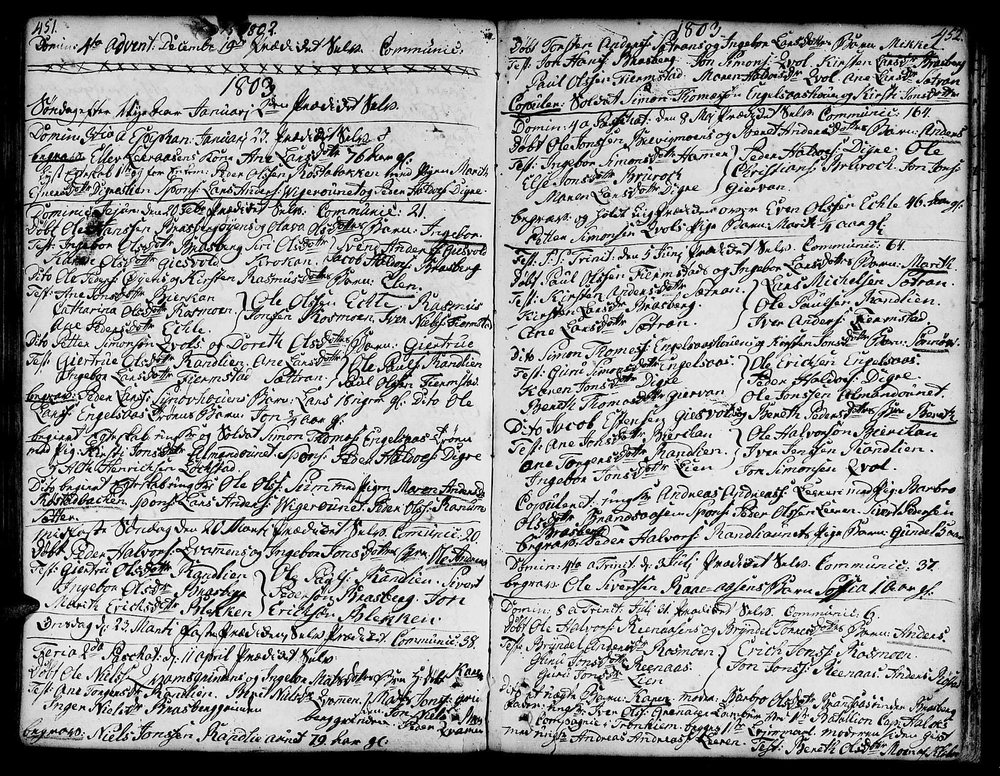 Ministerialprotokoller, klokkerbøker og fødselsregistre - Sør-Trøndelag, SAT/A-1456/606/L0282: Parish register (official) no. 606A02 /3, 1781-1817, p. 451-452
