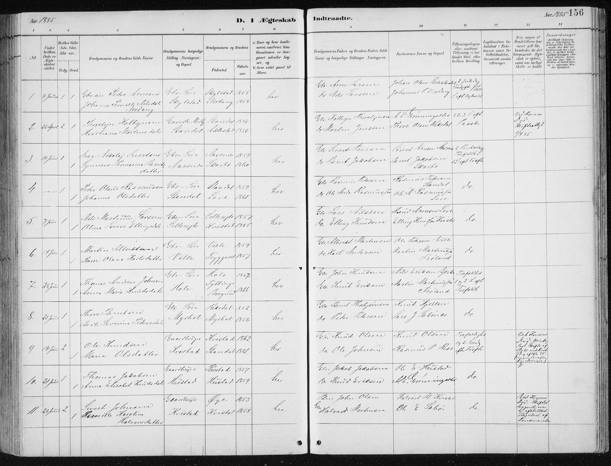 Ministerialprotokoller, klokkerbøker og fødselsregistre - Møre og Romsdal, AV/SAT-A-1454/515/L0215: Parish register (copy) no. 515C02, 1884-1906, p. 156