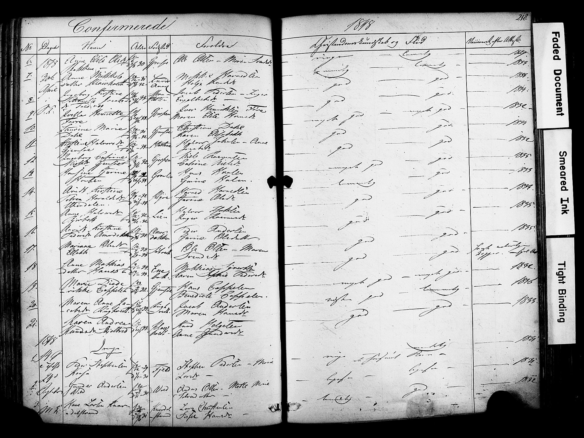 Solum kirkebøker, SAKO/A-306/F/Fa/L0006: Parish register (official) no. I 6, 1844-1855, p. 218