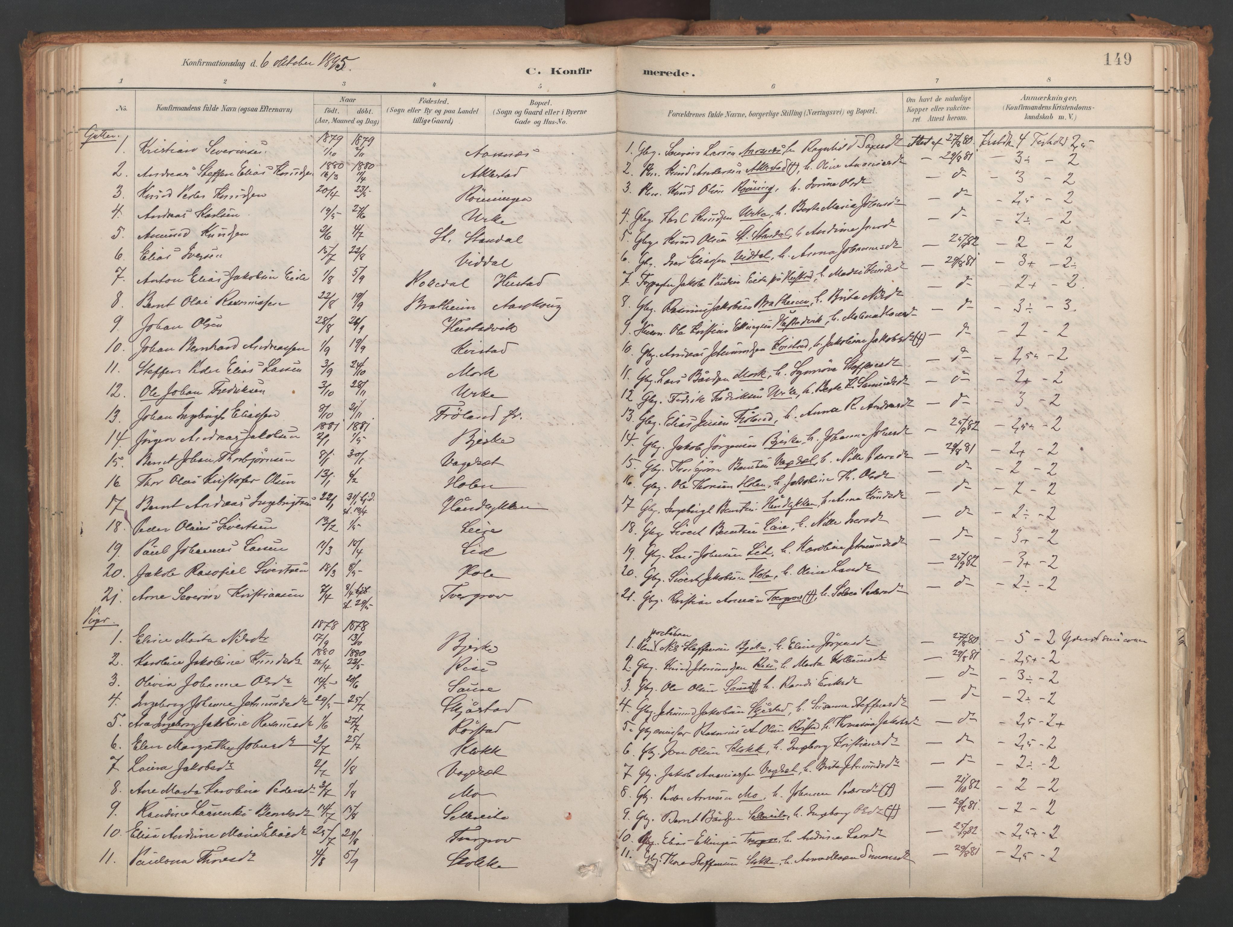 Ministerialprotokoller, klokkerbøker og fødselsregistre - Møre og Romsdal, SAT/A-1454/515/L0211: Parish register (official) no. 515A07, 1886-1910, p. 149