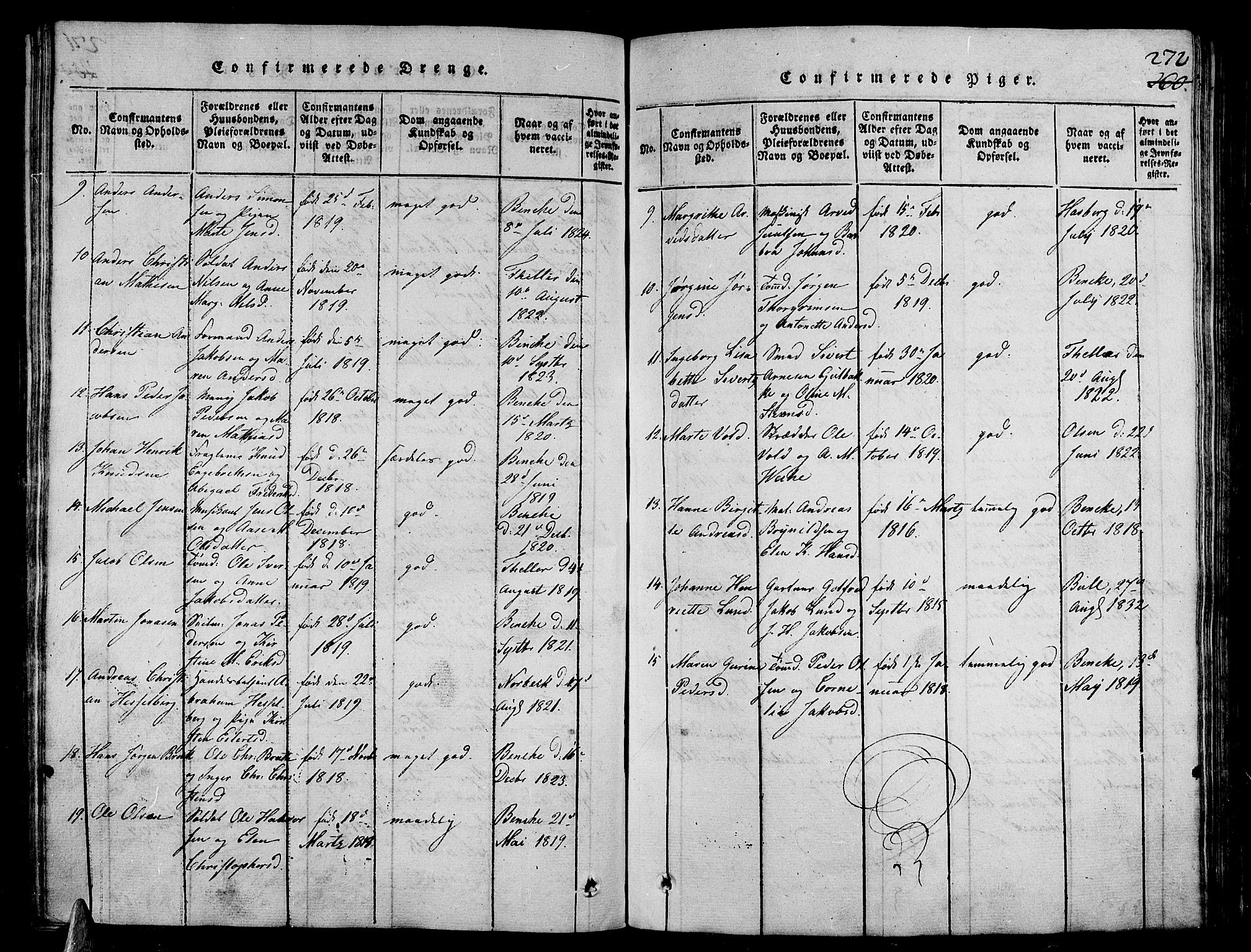 Stavern kirkebøker, AV/SAKO-A-318/G/Ga/L0001: Parish register (copy) no. 1, 1817-1841, p. 272