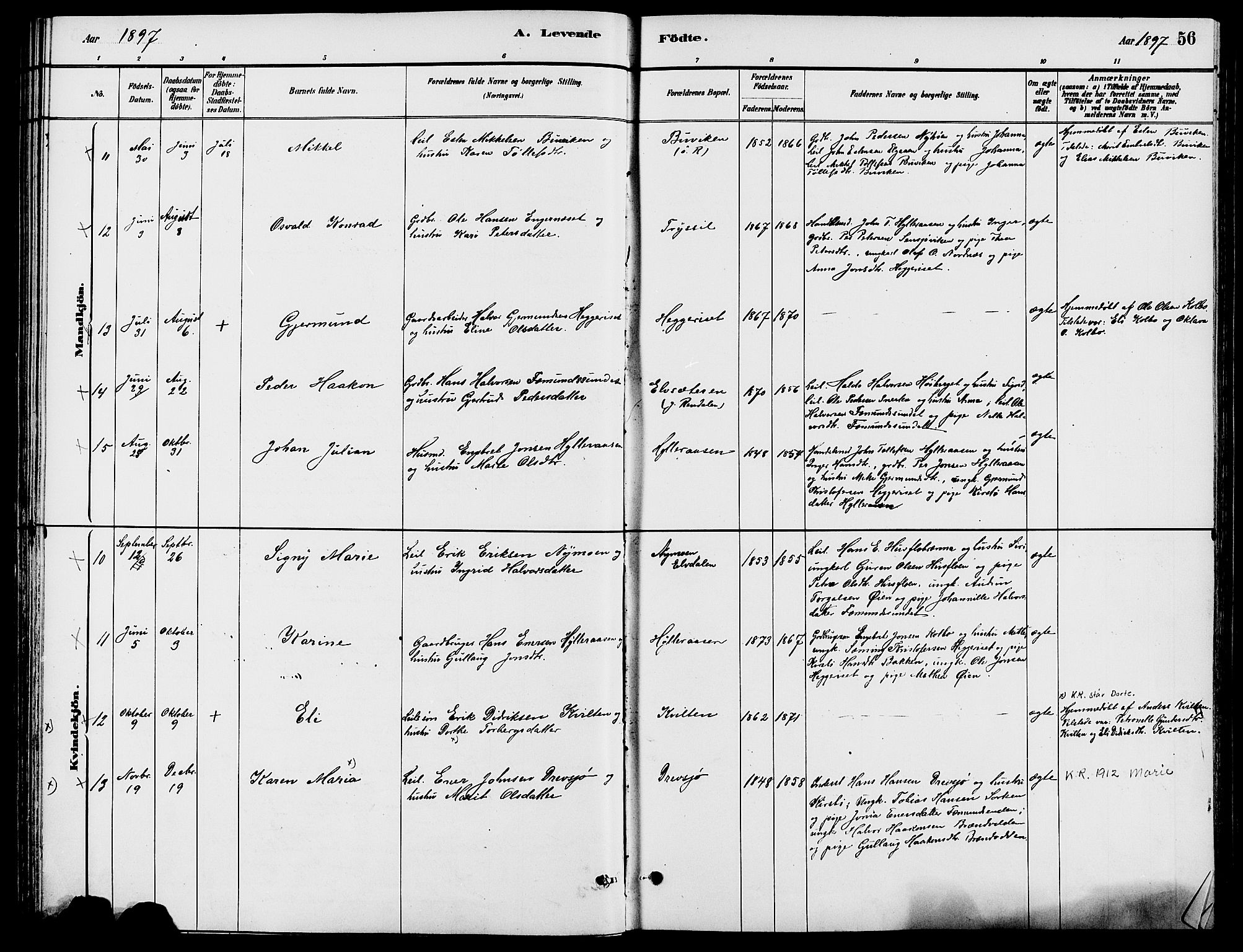 Engerdal prestekontor, AV/SAH-PREST-048/H/Ha/Haa/L0001: Parish register (official) no. 1, 1881-1898, p. 56