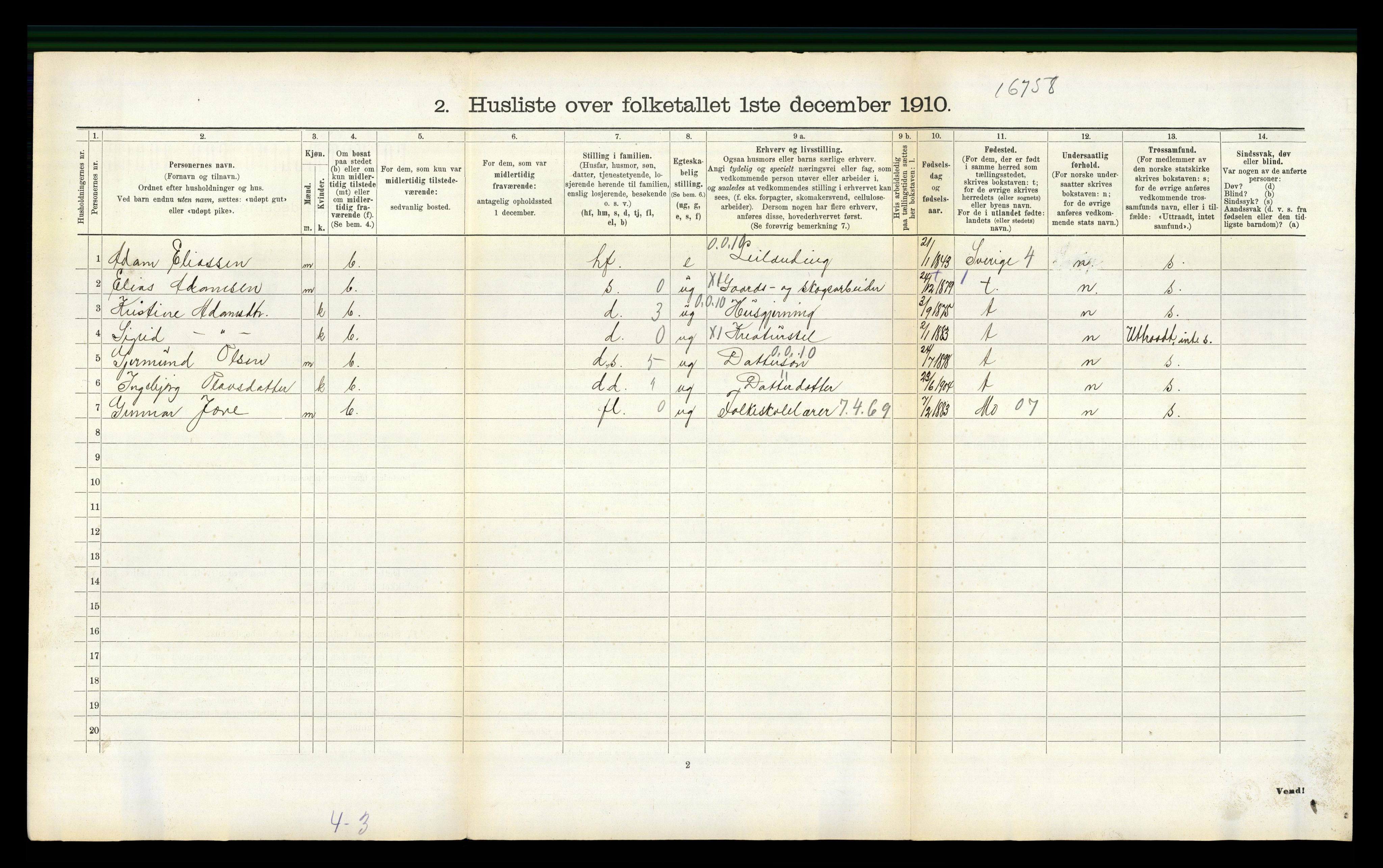 RA, 1910 census for Lårdal, 1910, p. 316