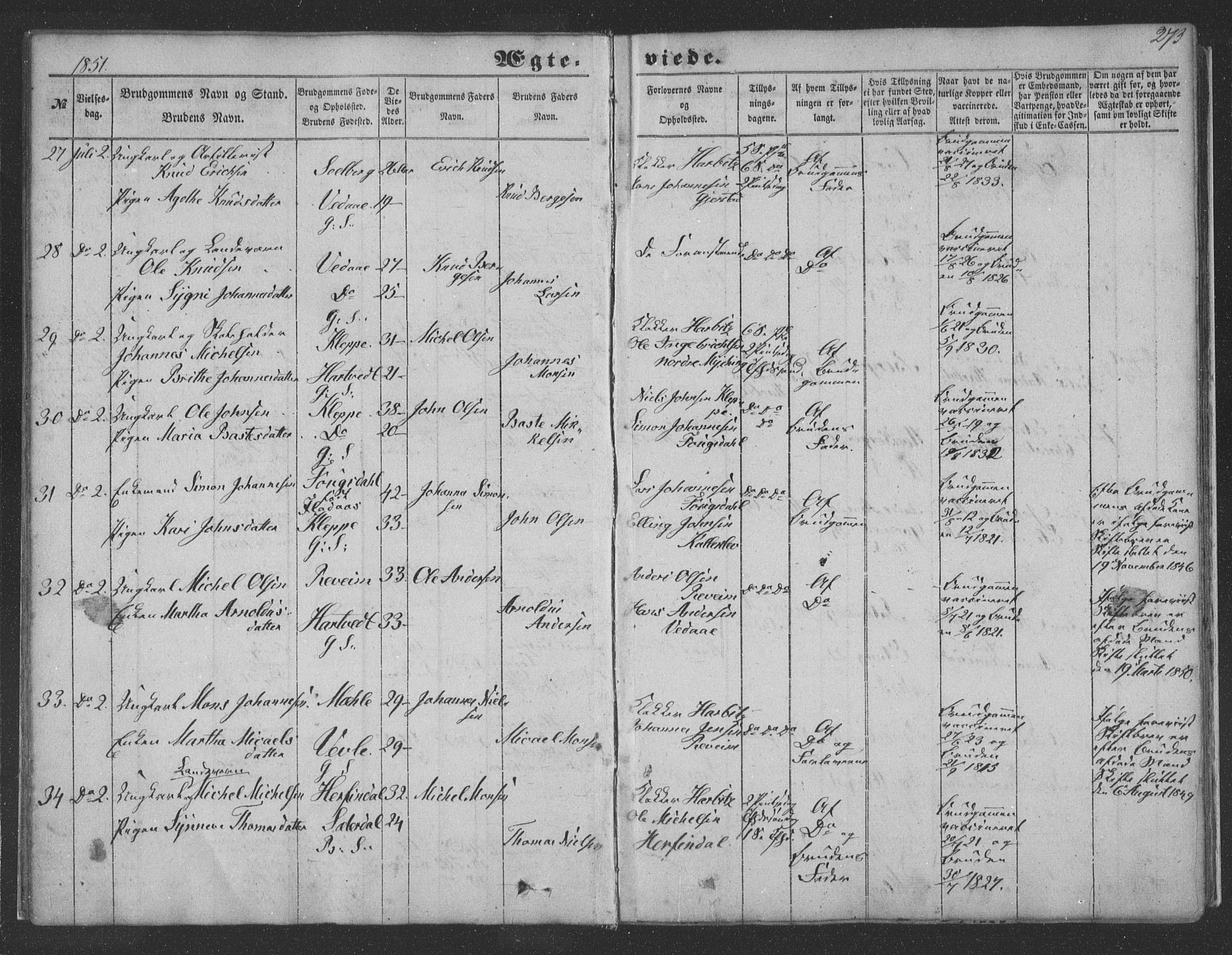 Haus sokneprestembete, AV/SAB-A-75601/H/Haa: Parish register (official) no. A 16 II, 1848-1857, p. 273