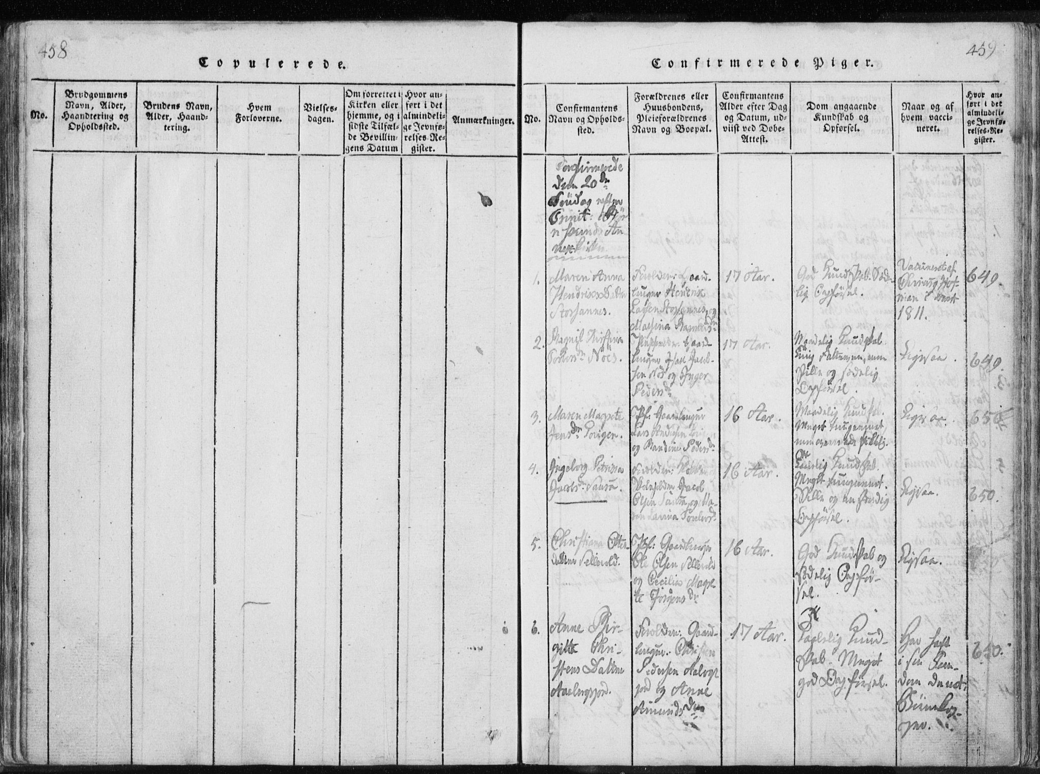 Ministerialprotokoller, klokkerbøker og fødselsregistre - Nordland, AV/SAT-A-1459/897/L1411: Parish register (copy) no. 897C01, 1820-1866, p. 458-459