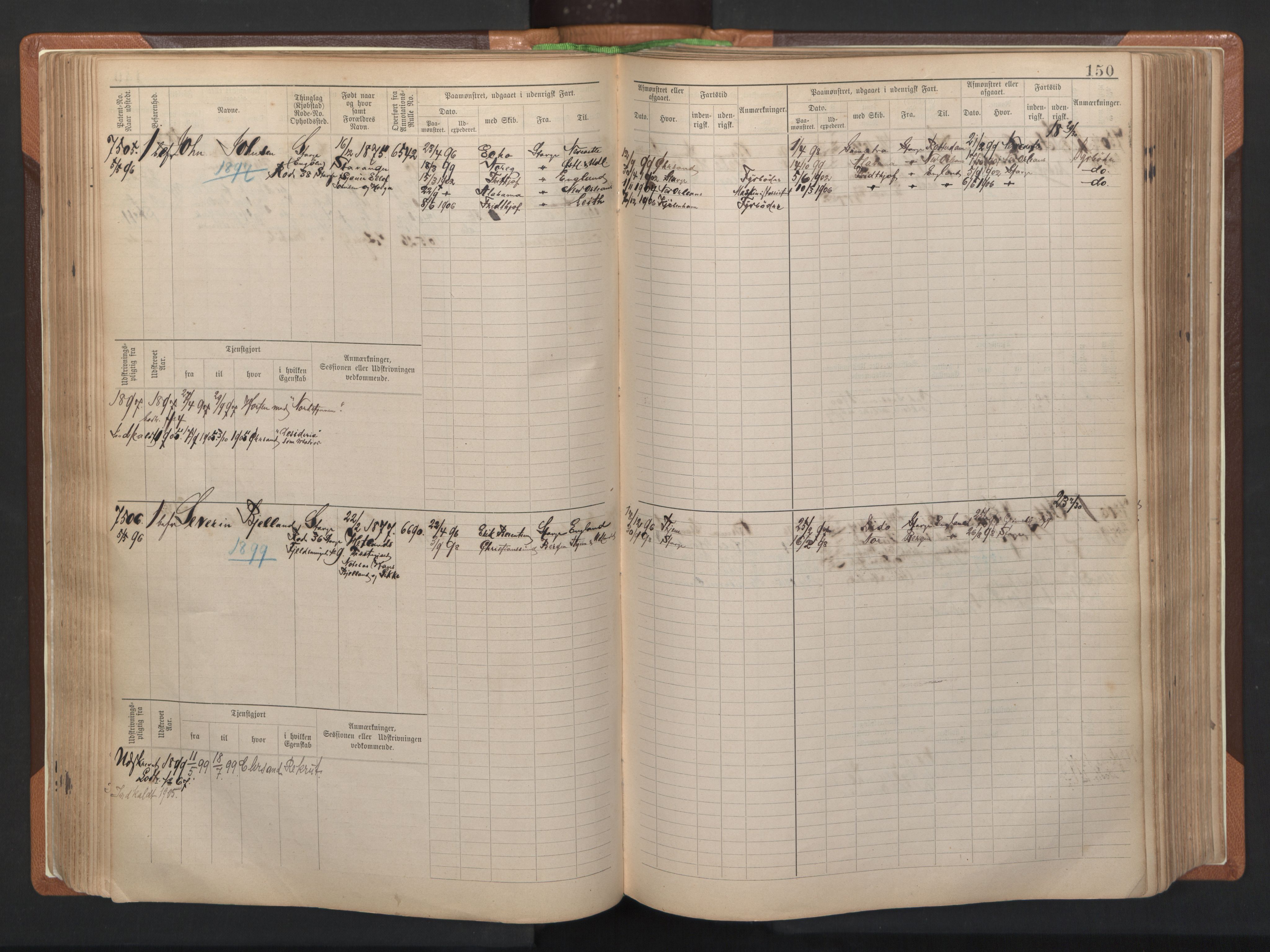 Stavanger sjømannskontor, AV/SAST-A-102006/F/Fb/Fbb/L0012: Sjøfartshovedrulle, patentnr. 7207-8158, 1894-1904, p. 153