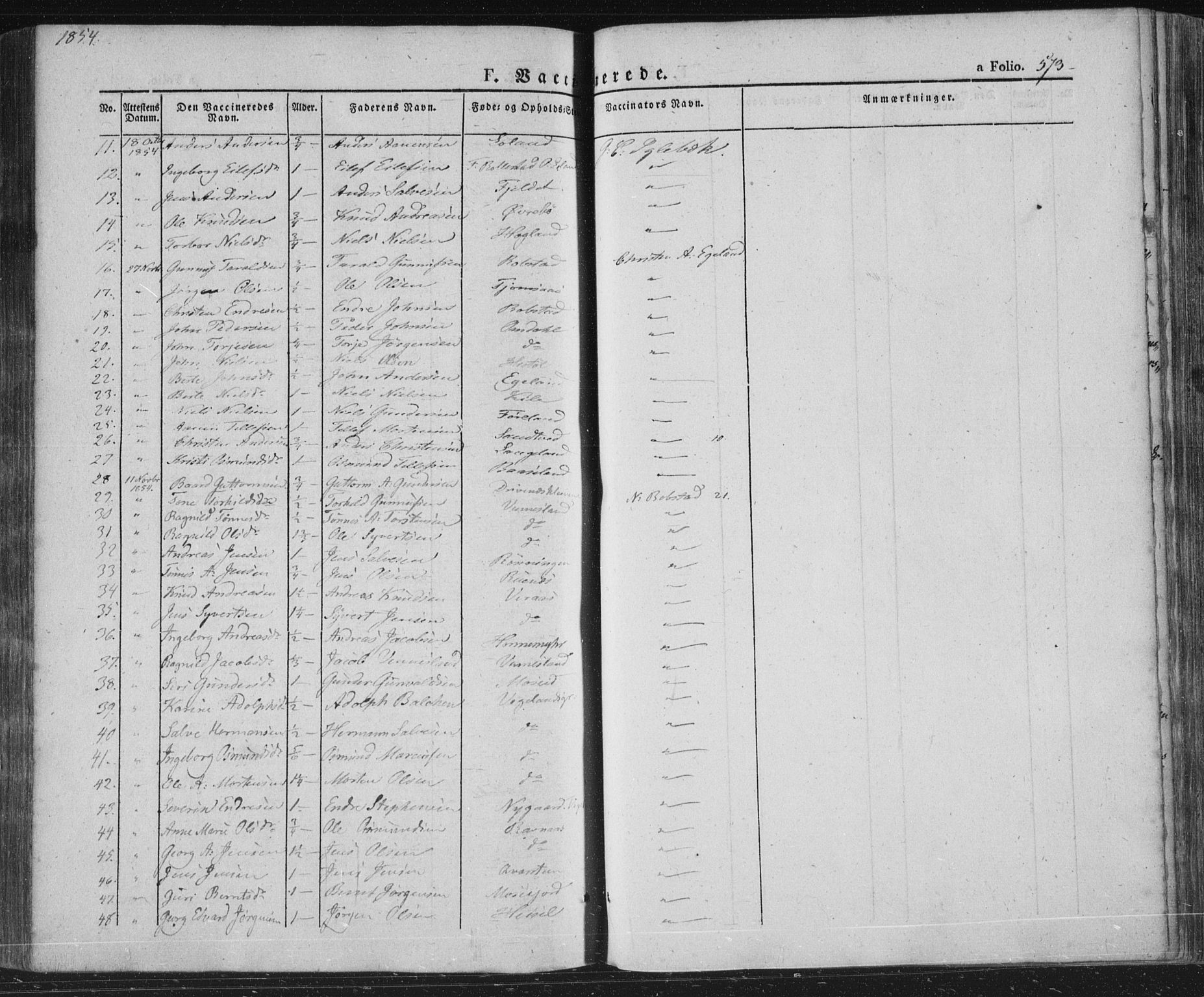 Vennesla sokneprestkontor, AV/SAK-1111-0045/Fa/Fac/L0004: Parish register (official) no. A 4, 1834-1855, p. 573