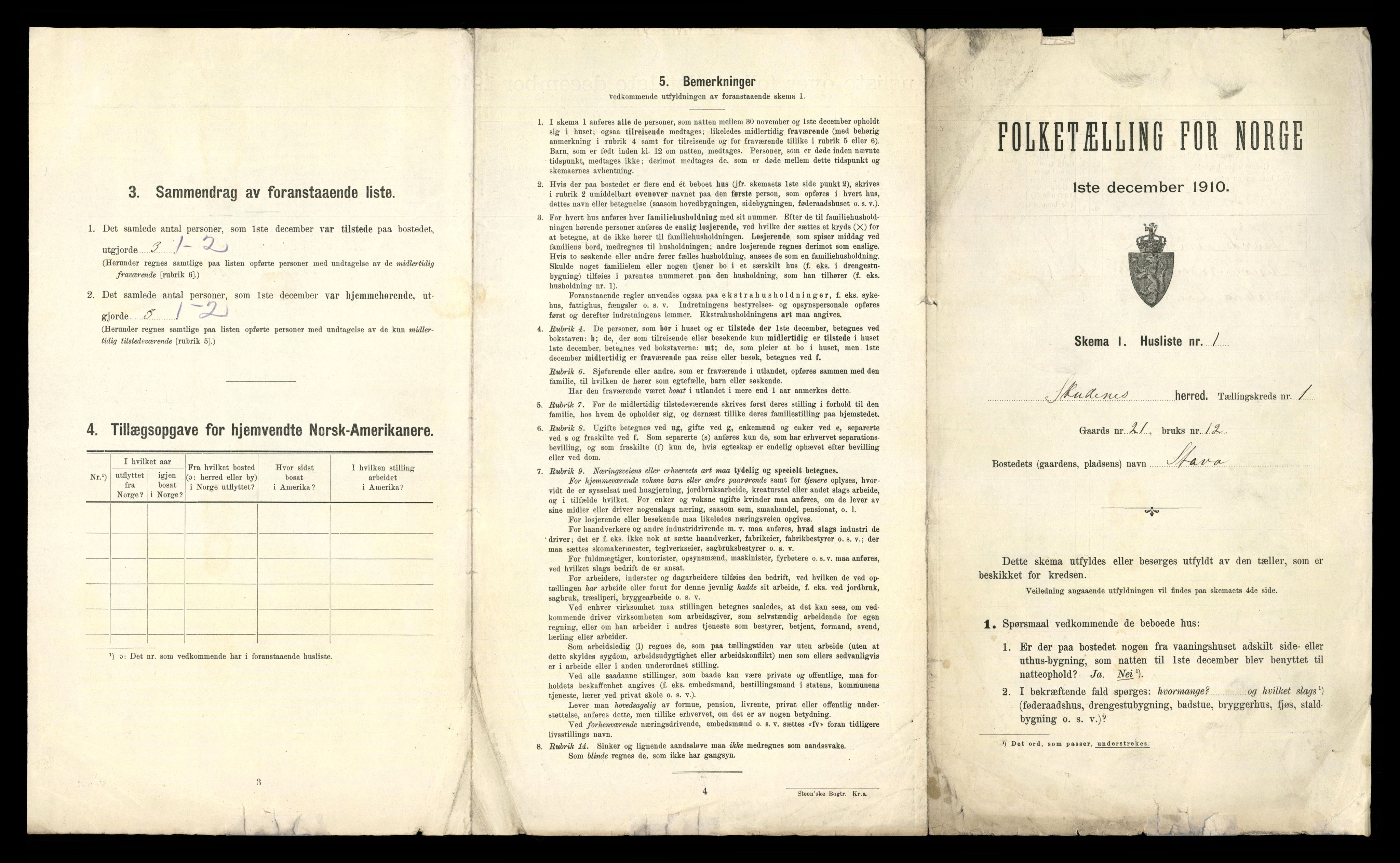 RA, 1910 census for Skudenes, 1910, p. 37